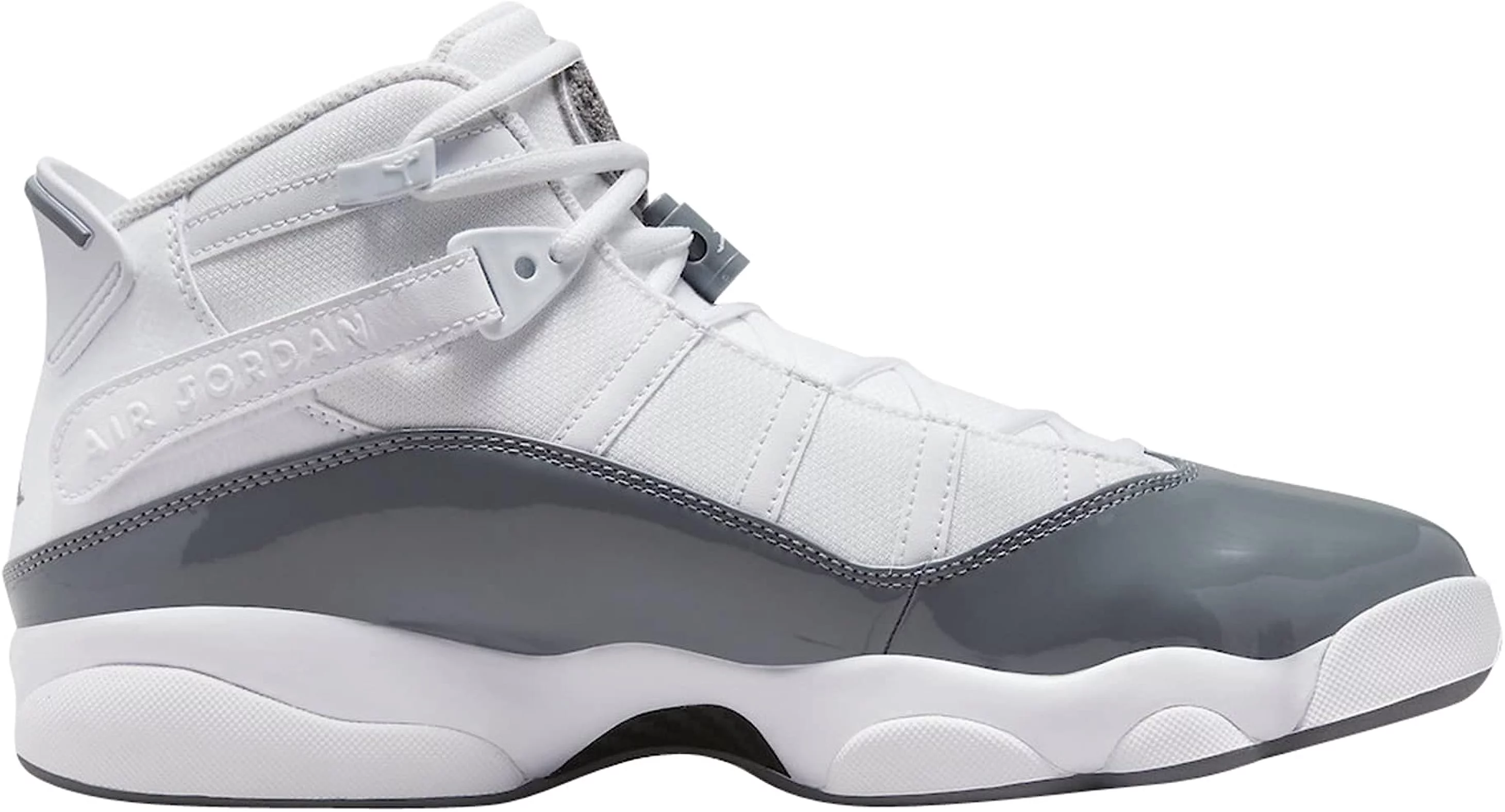 Air Jordan 6 Rings 322992-121 Men's White Gray Leather Basketball Shoes FL2071 (9.5)