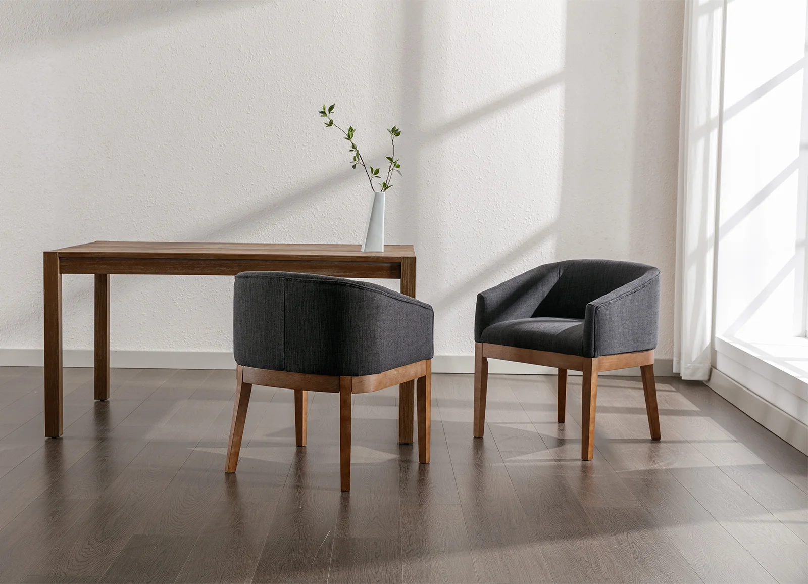 Guyou Modern Upholstered Dining Chairs Set of 2, Farmhouse Linen Kitchen & Dining Room Chairs with Armrests, 18