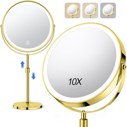 10x Large Lighted Makeup Mirror, Rechargeable 8