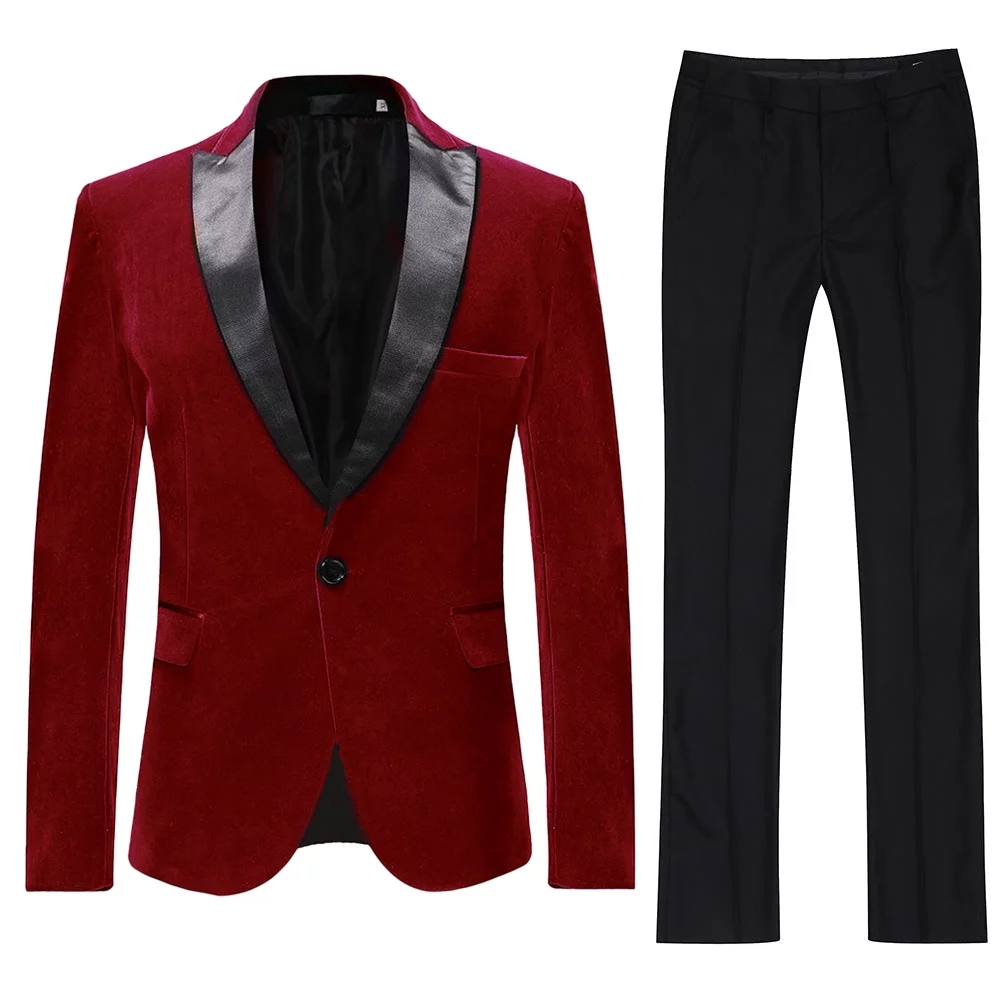 Cloudstyle Mens 2-Piece Suit Peaked Lapel One Button Tuxedo Slim Fit Dinner Jacket & Pants