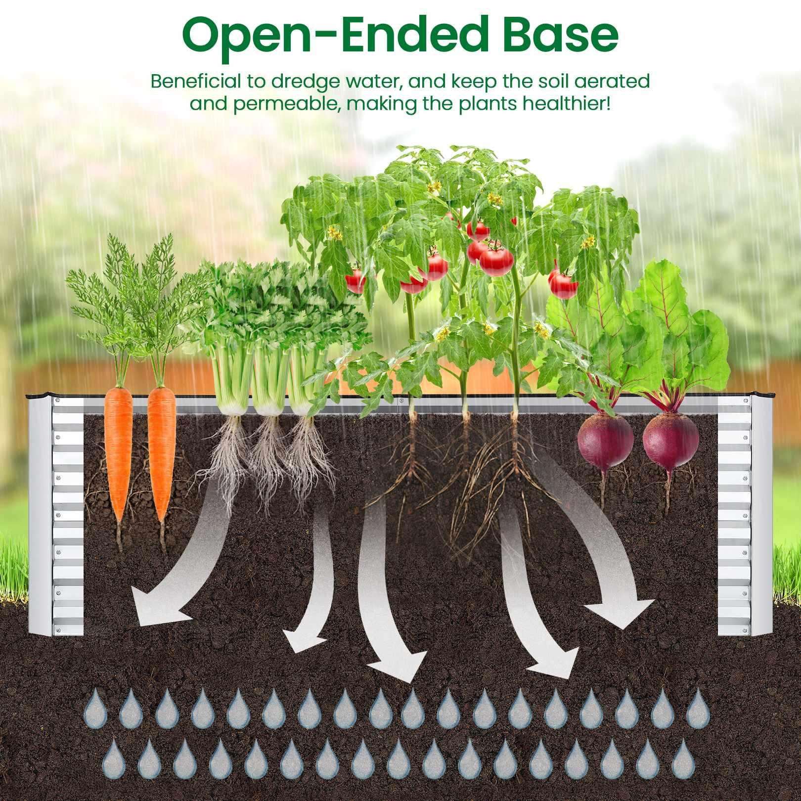 SEJOV Galvanized Raised Garden Beds w/ Liner, 6ftx3ftx2ft Large Metal Garden Beds Galvanized Steel Planter Box for Vegetables Flowers Herbs