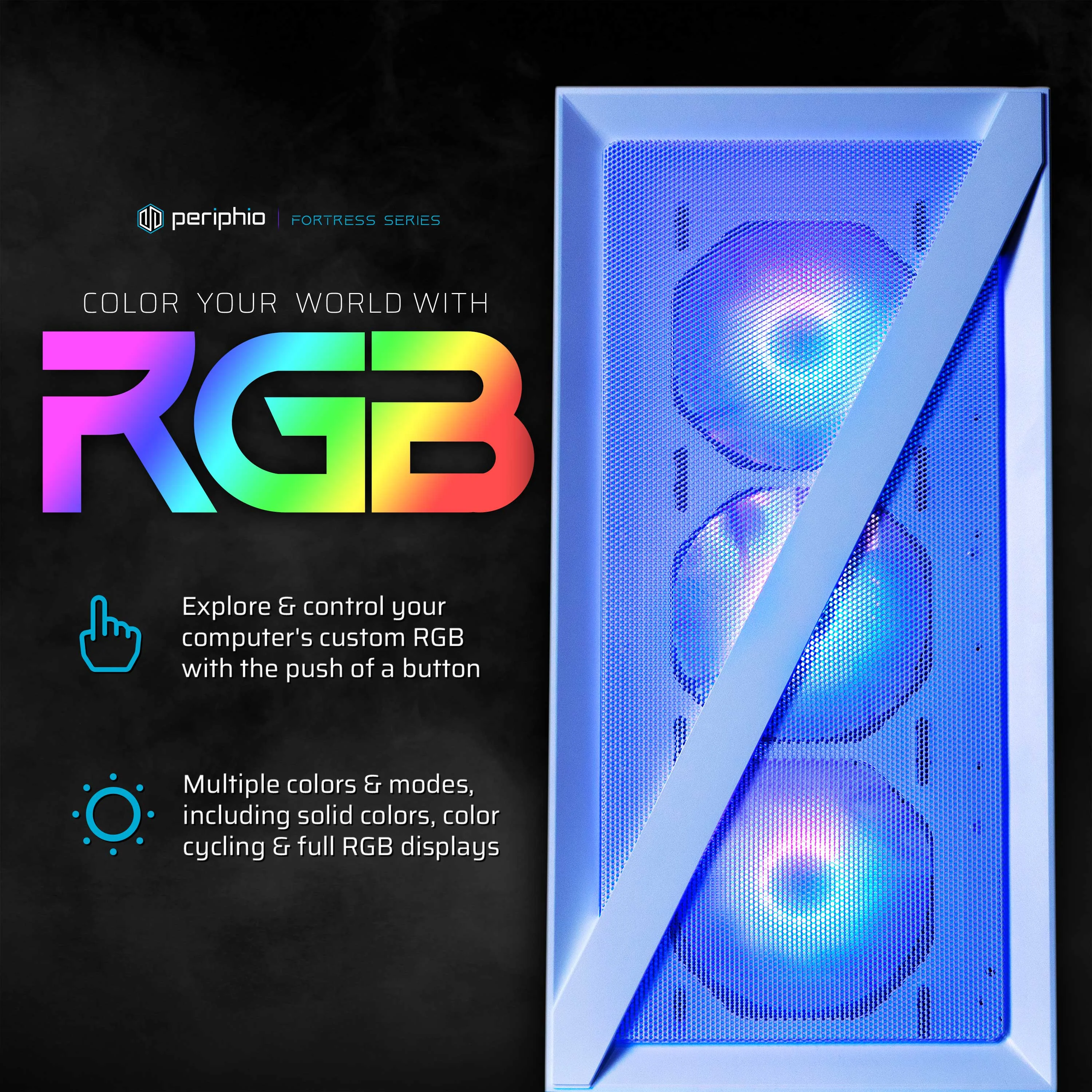 Periphio Fortress Gaming PC Computer | AMD Ryzen 5 5600G | Radeon Vega 7 Graphics | 1TB Solid State (SSD) | 16GB DDR4 RAM | Windows 11 | RGB Battlestation Gaming Bundle