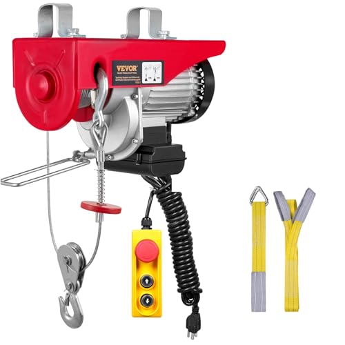 VEVOR Electric Hoist with Remote Control, 440 lbs Material Handling Tool, 110V Electric Hoist with 14ft Remote Control for Factories, Warehouses, Construction Site, Attic