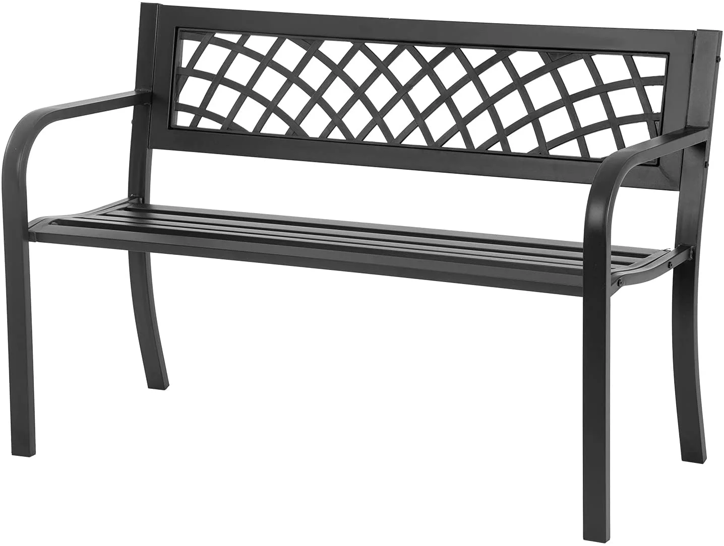 FDW Outdoor Durable Steel Garden Bench - Black