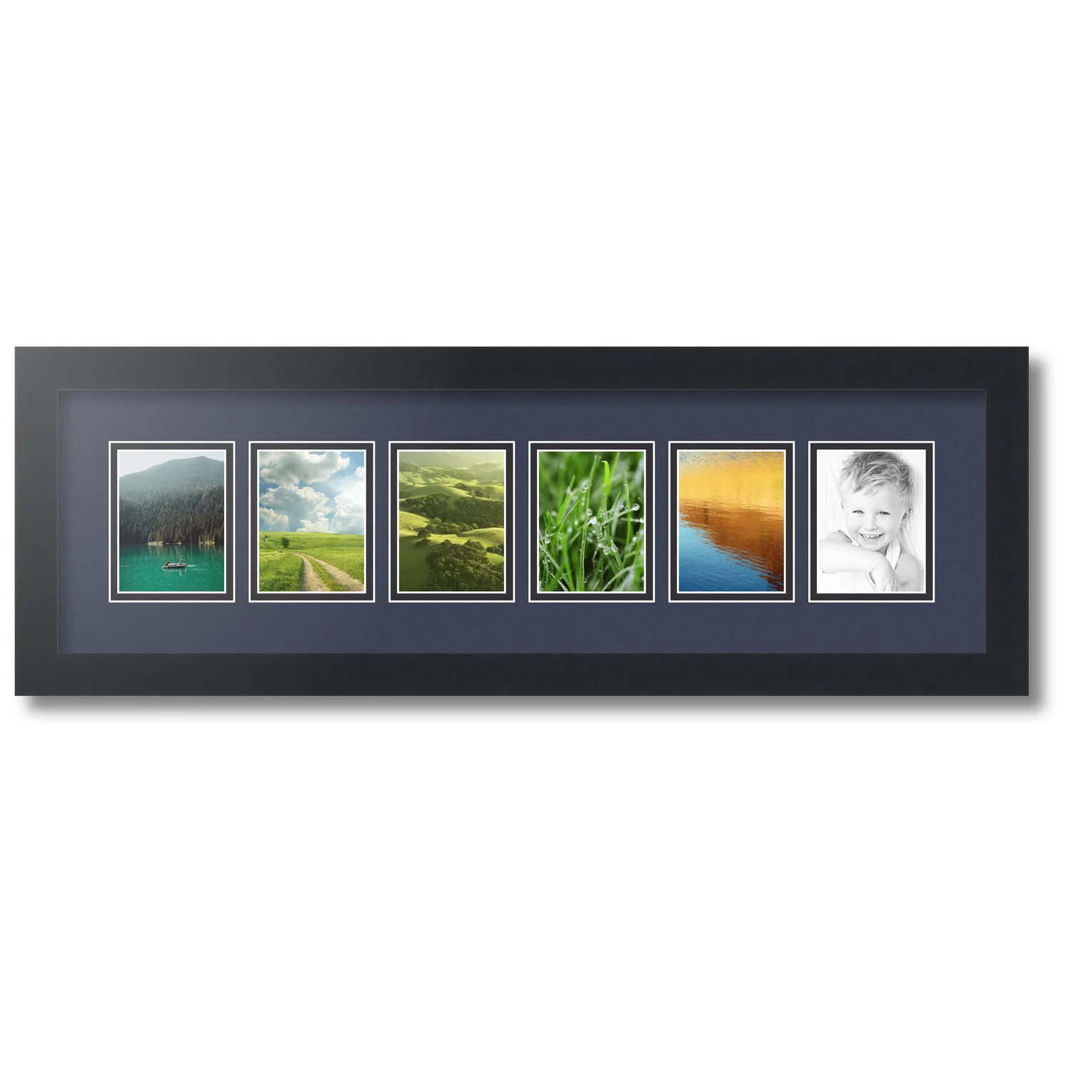 ArtToFrames Collage Photo Picture Frame with 6 - 3x4 Openings, Framed in Black with Blue Jay and Black Mats (CDM-3926-150)