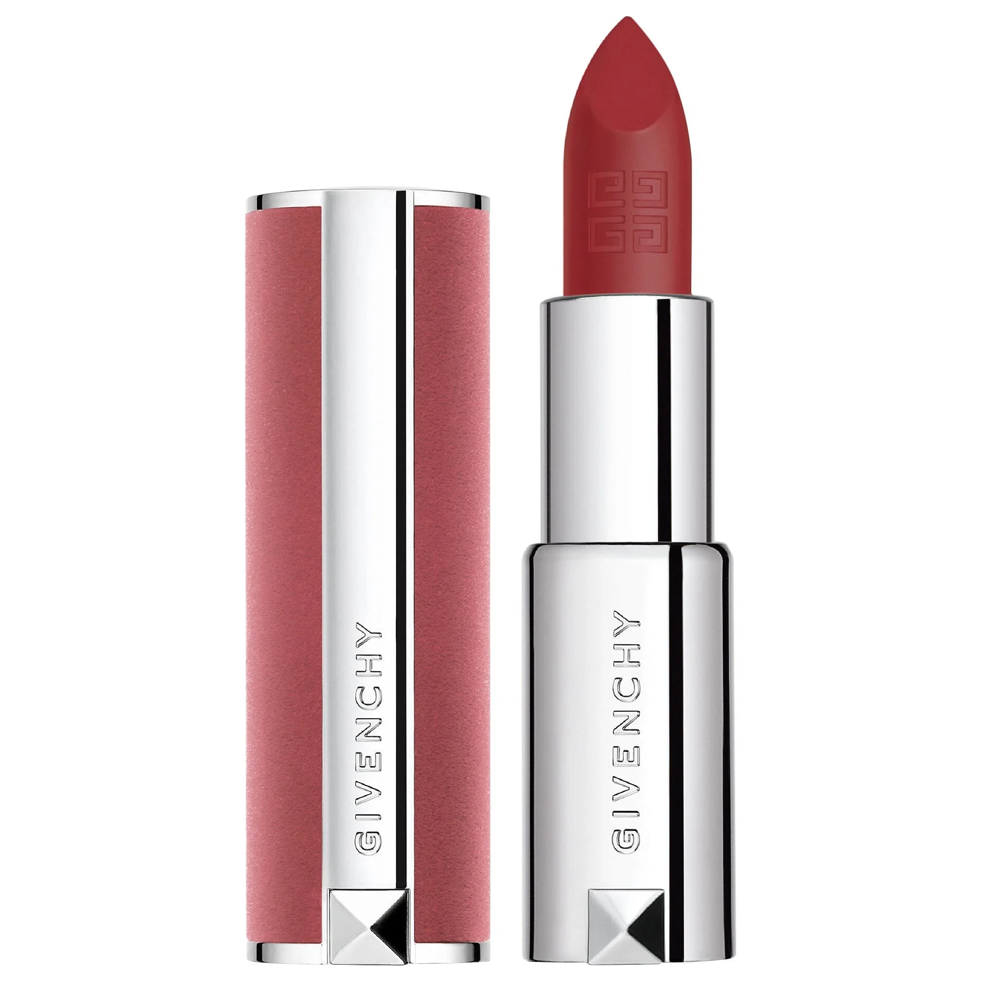 Givenchy Le Rouge Sheer Velvet Matte Lipstick - 27 Rouge Infusé - deep red with dusky pink - 0.12 oz/3.4 g