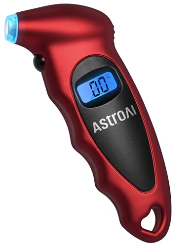 AstroAI Tire Pressure Gauge Digital 0-150PSI (Accurate in 0.1 Increments), 4 Settings Stocking Stuffers for Car Truck Bicycle with Backlight LCD and Presta Valve Adaptor, Sliver
