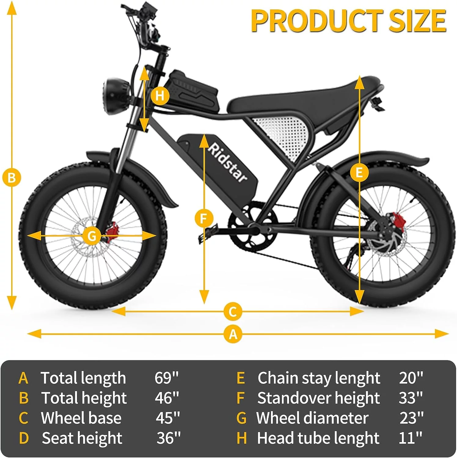 Electric Bike for Adults Ridstar, 20