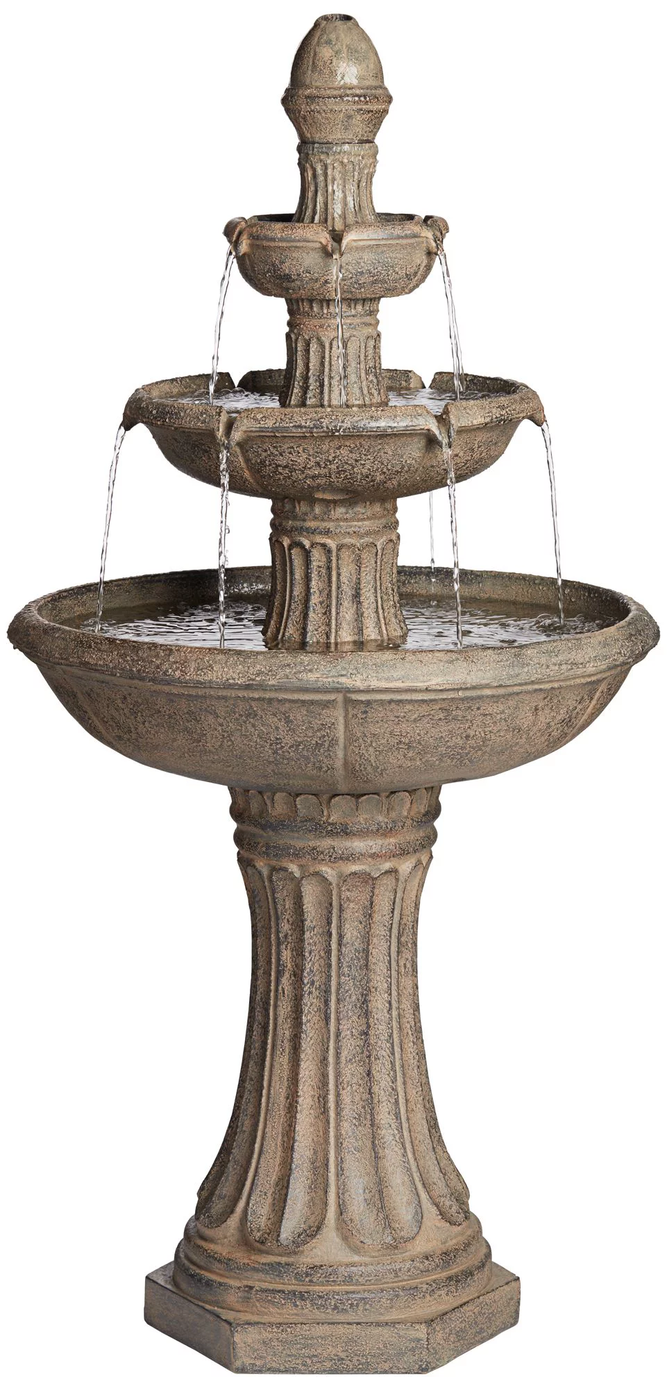 John Timberland Farron Rustic 3 Tier Basin Outdoor Floor Water Fountain with LED Light 46
