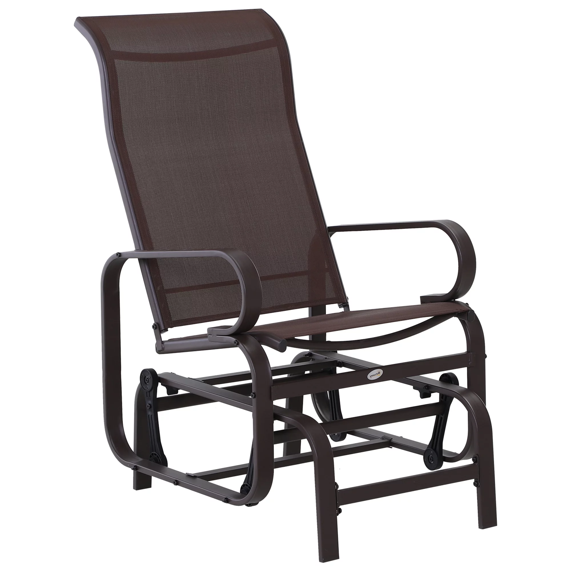 Outsunny Wooden Legs Glider Rocking Chair, Brown