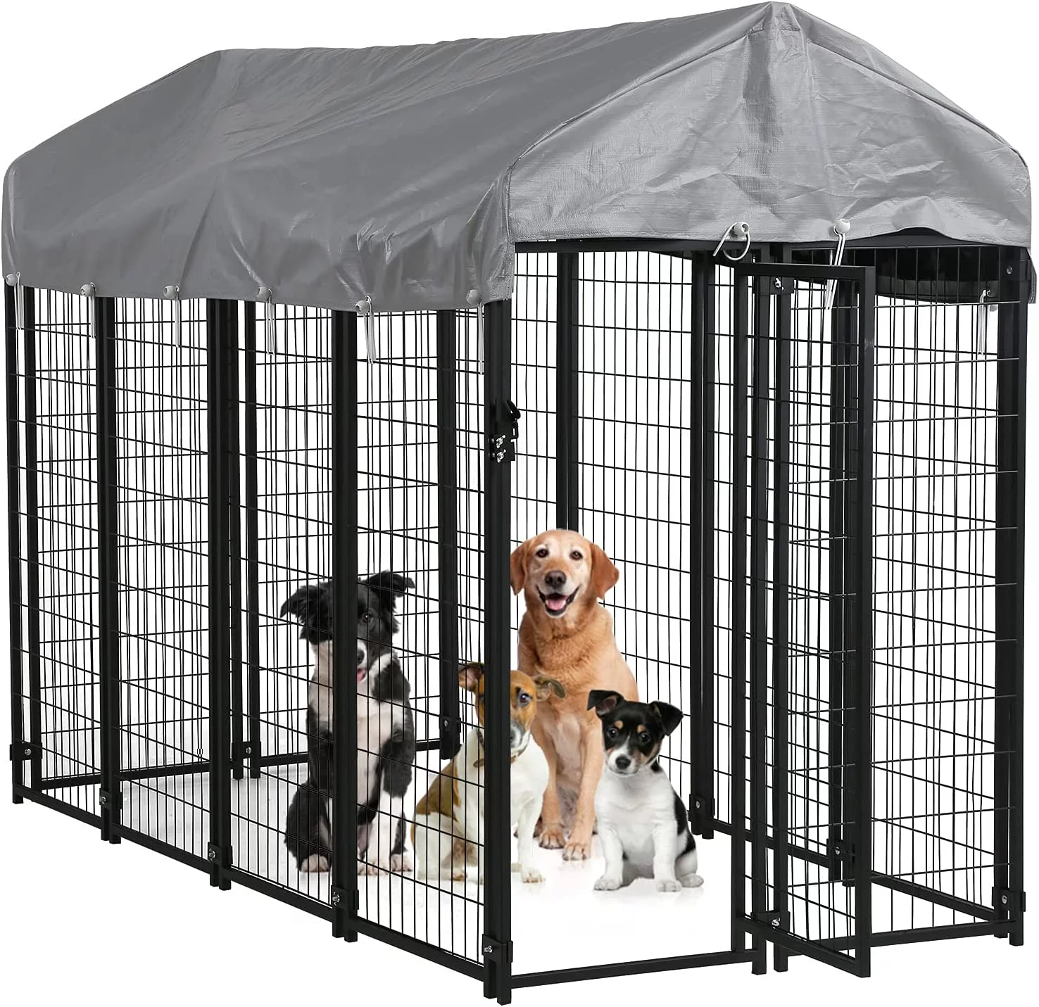 8 x 4 x 6 Ft Heavy Duty Large Dog Kennel Outside, Outdoor Dog Pen for Outside with UV Protection Waterproof Cover and Roof Metal Welded Dog Crate 6ft Tall Dog Playpen House for Large Dogs