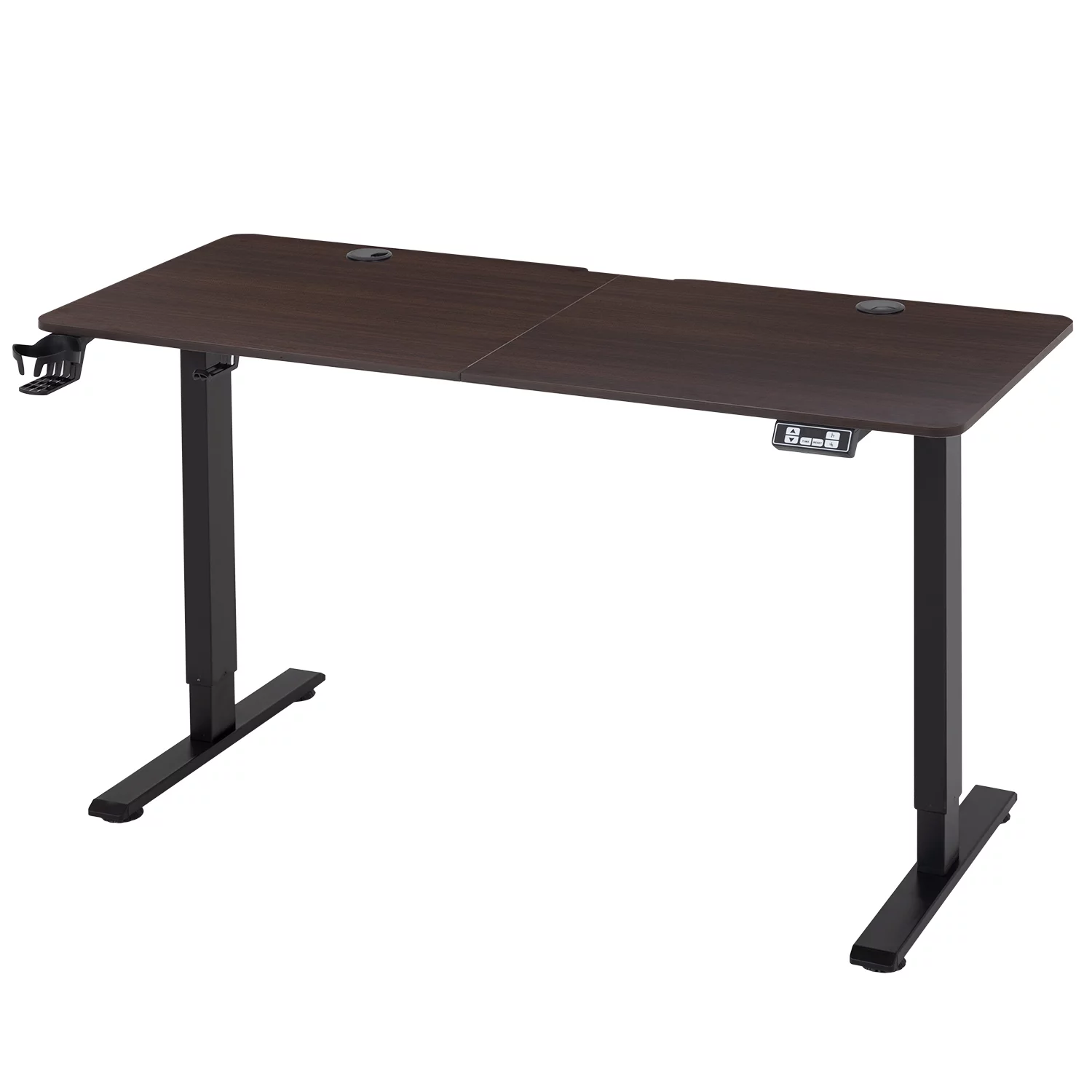 Electric Standing Desk Height Adjustable Computer Desk 55 inches Home Office Gaming Desk Writing Computer Workstation PC Simple Sit-Stand Large Working Area Student Kids Study Desk (Walnut)