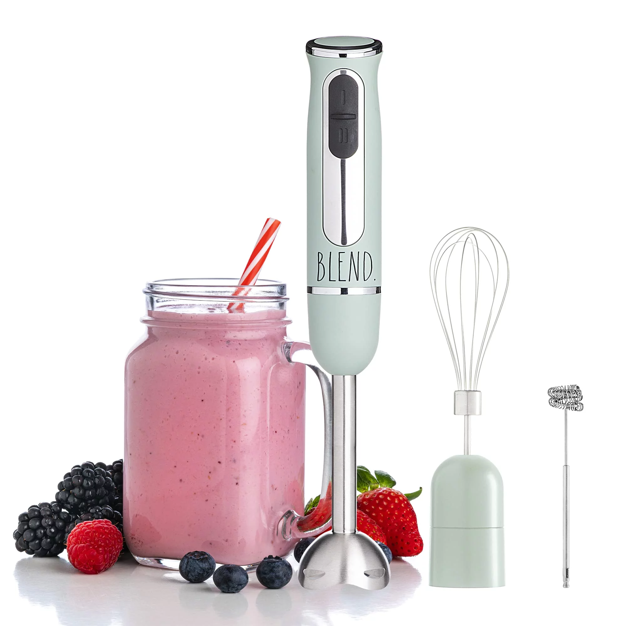 Rae Dunn Immersion Hand Blender with Egg Whisk and Milk Frother Attachments