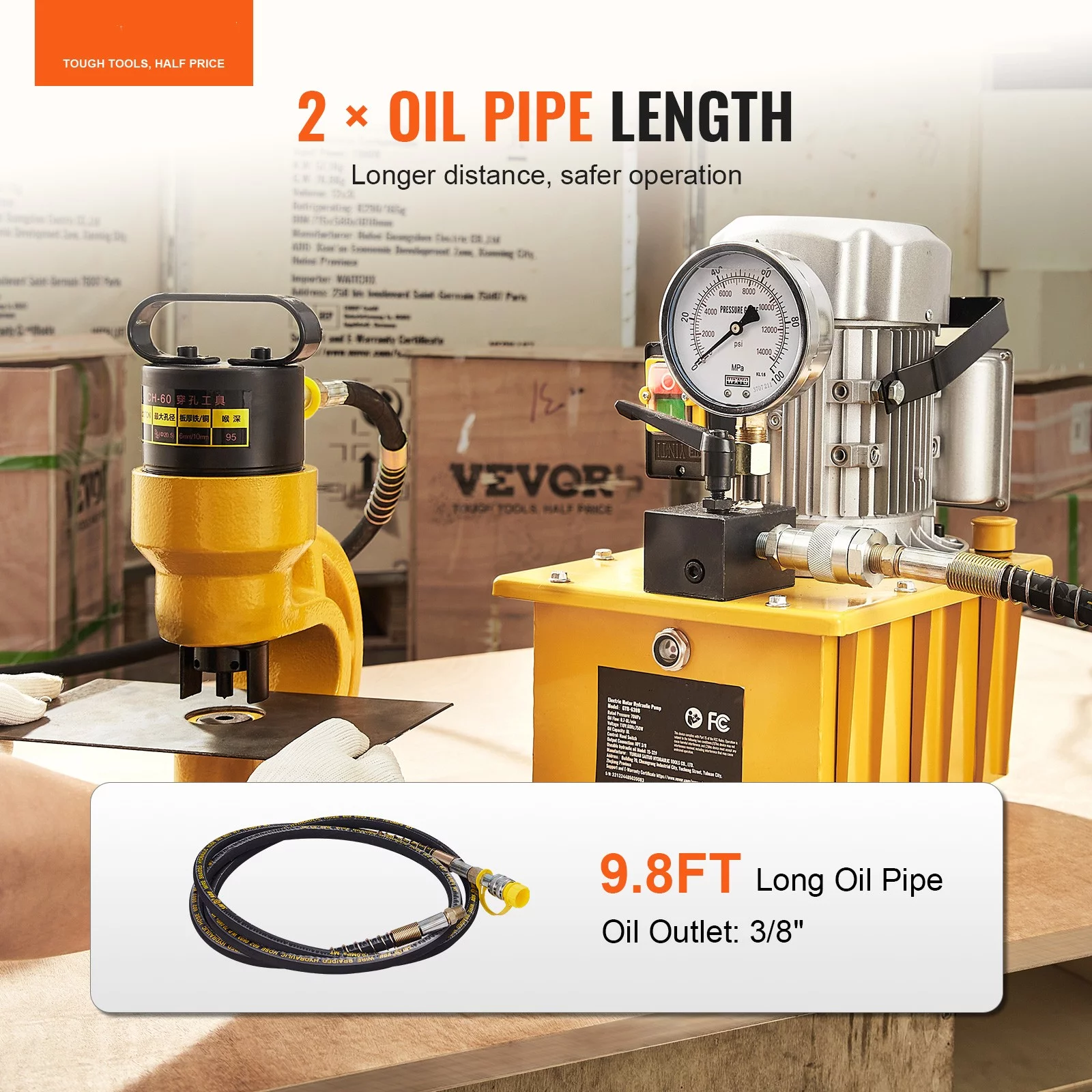 BENTISM Electric Hydraulic Pump Single Acting Oil Pump 10000 PSI 8L Manual Valve