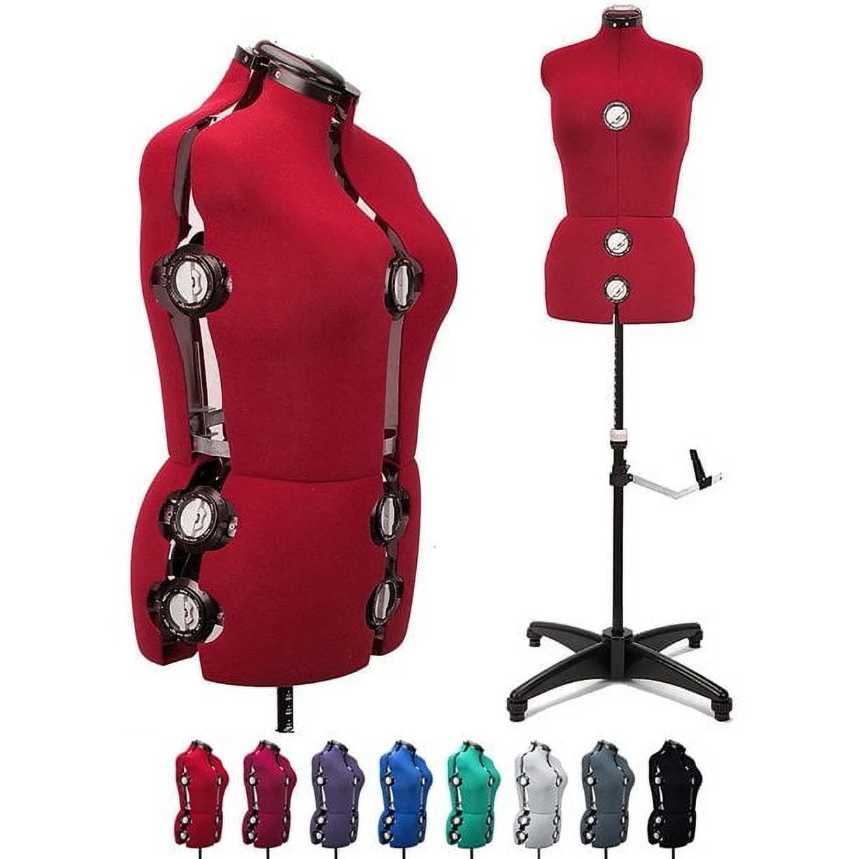 GEX 13 Dials Female Fabric Adjustable Mannequin Dress Form for Sewing, Mannequin Body Torso with Stand, Up to 70