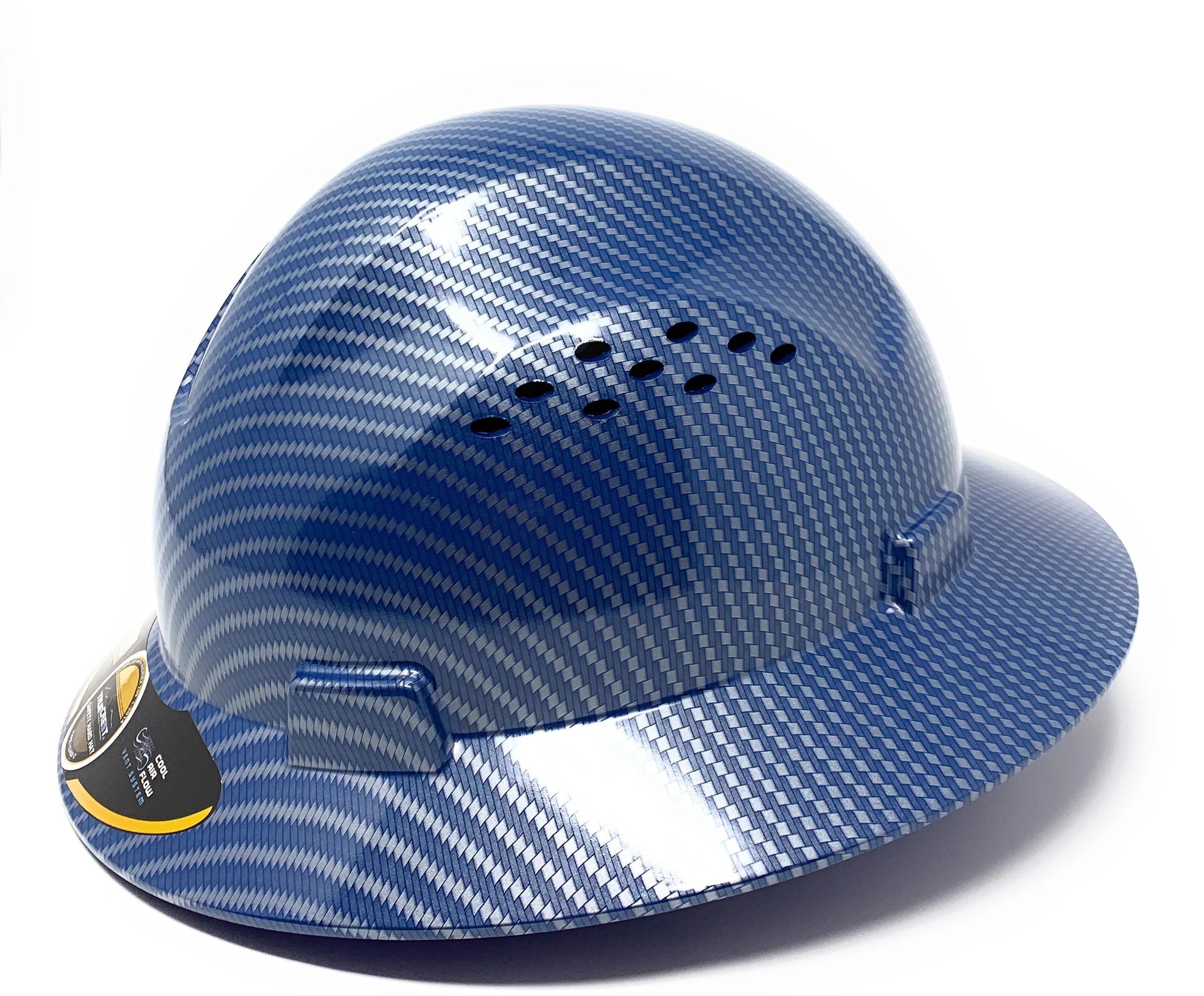HDPE Hydro Dipped Blue/Silver Full Brim Hard Hat with Fas-trac Suspension