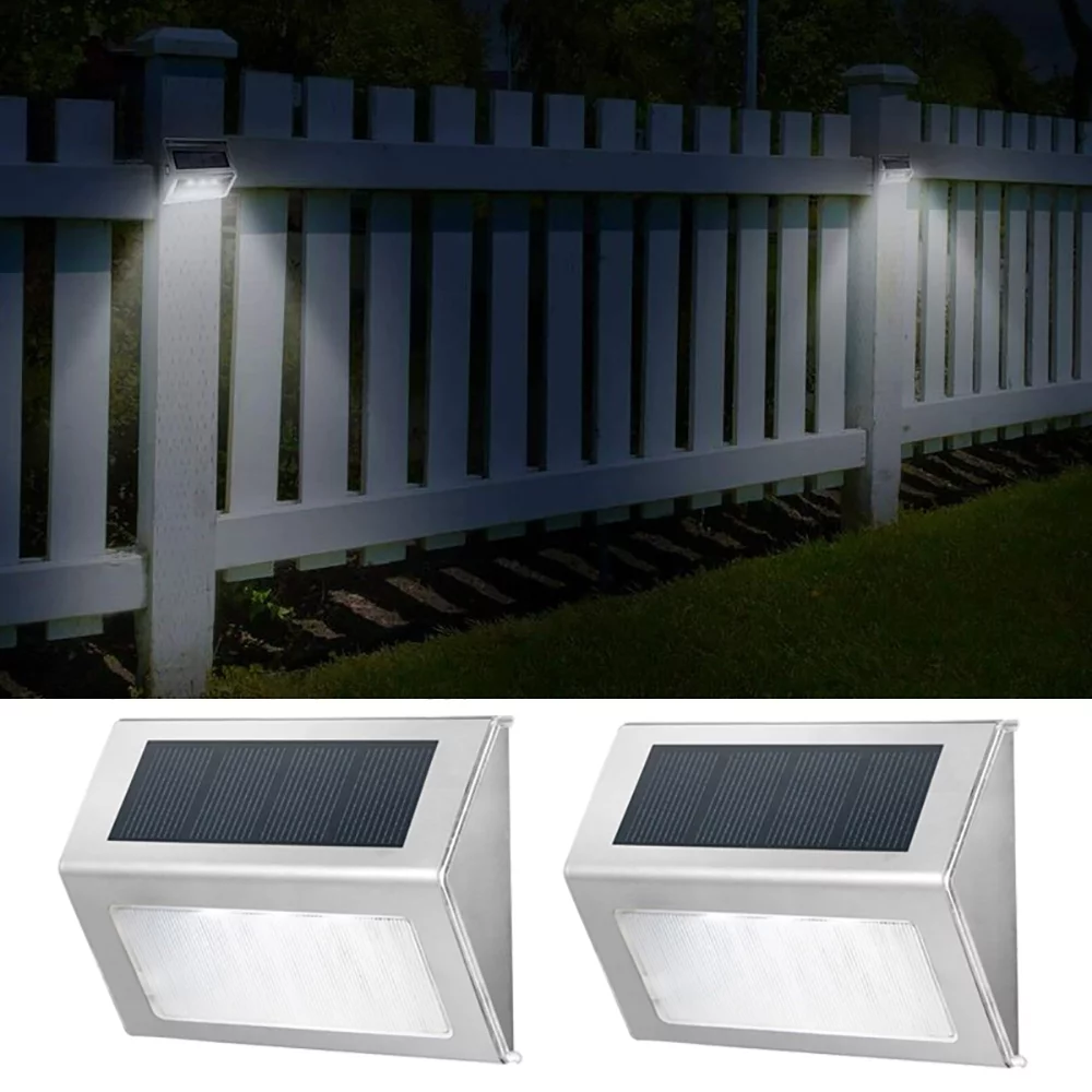 JSOT 8 Pcs Outdoor Solar Fence Lights for Lawn Garden Walkway Yard Deck Wall Lights