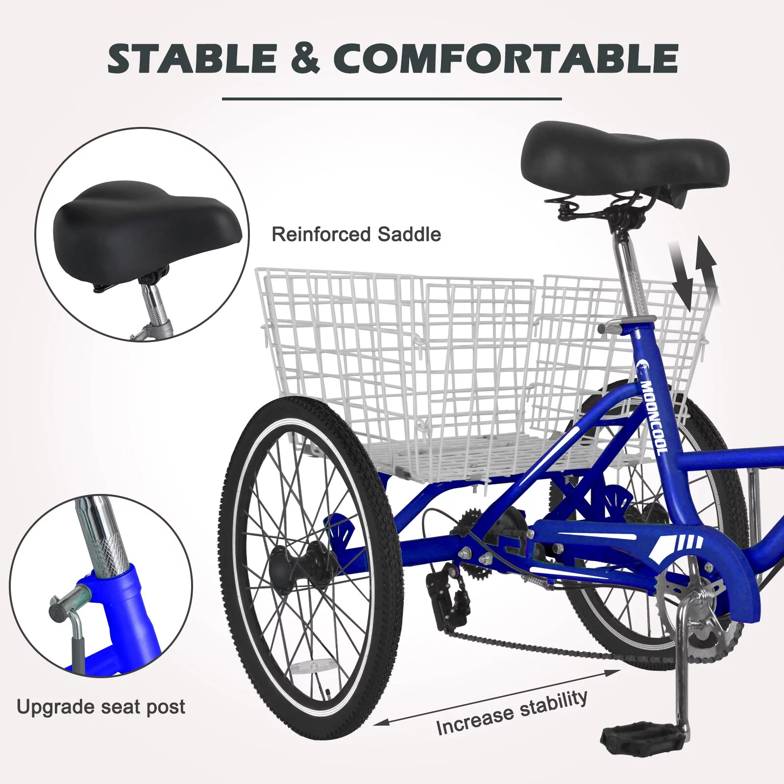 Folding Tricycle for Adults, 20 Inch 7-Speed Trike, 3 Wheels Foldable Bicycle for Adults