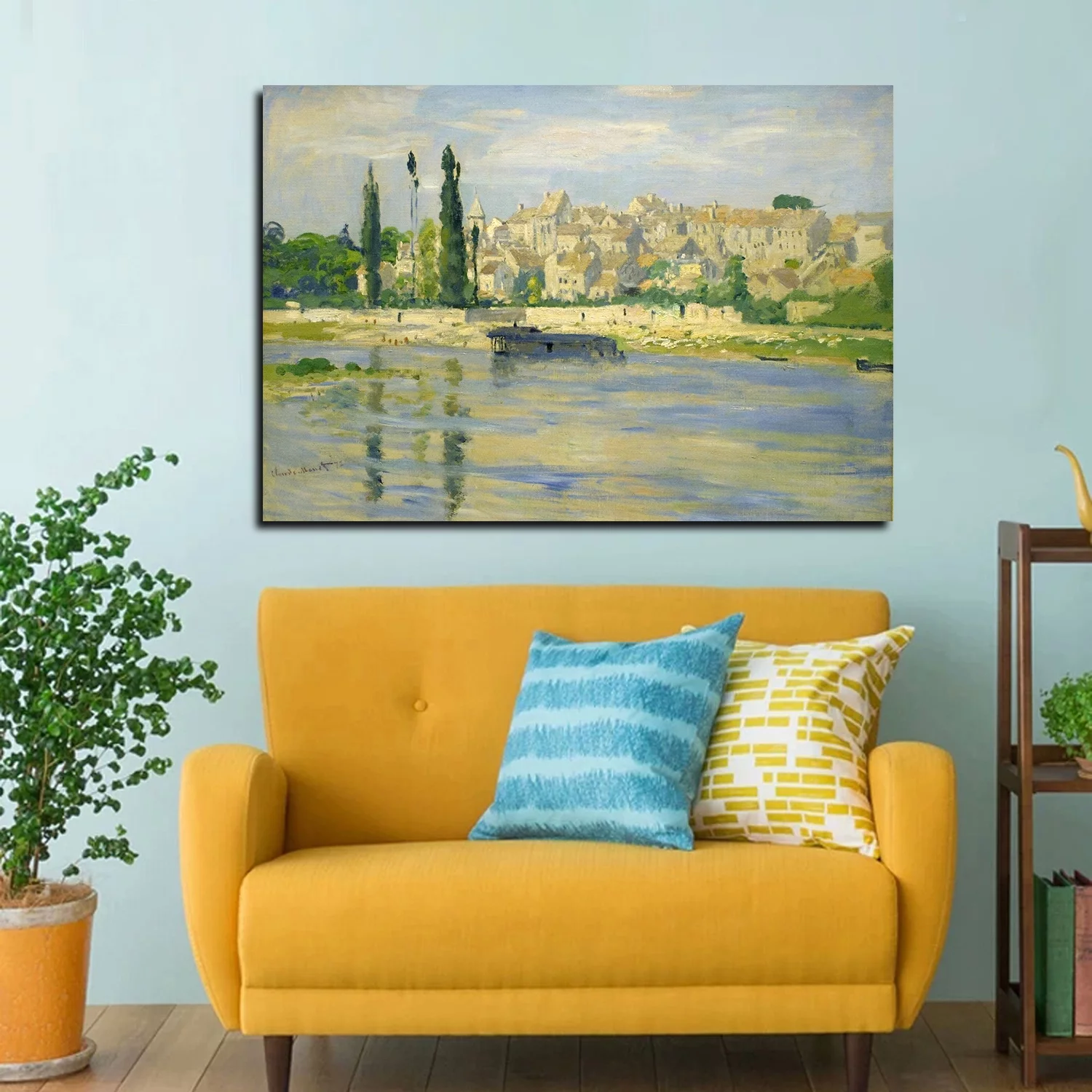 Claude Monet Canvas Wall Art Monet Saint Denis Framed Painting For Bedroom Livingroom Office