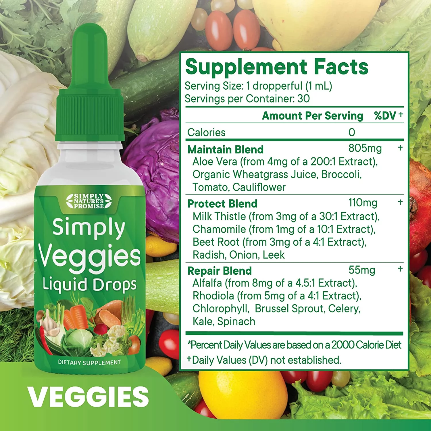 Simply Nature's Promise - Fruit and Vegetable Supplements - Liquid Drops - Made with Whole Food Superfoods, Packed Vitamins & Minerals - Soy Free - Made in The USA