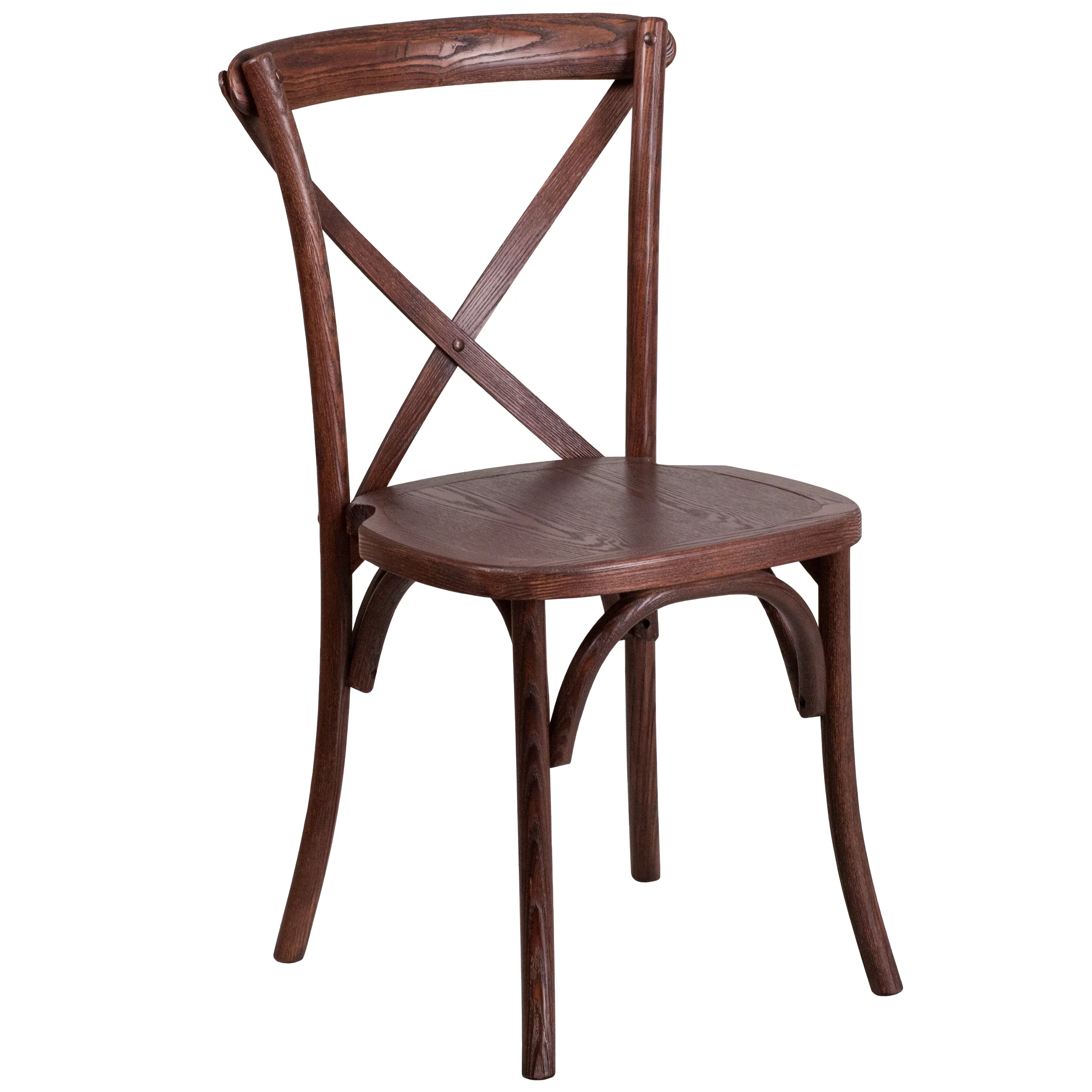 Emma + Oliver Stackable Mahogany Wood Cross Back Chair
