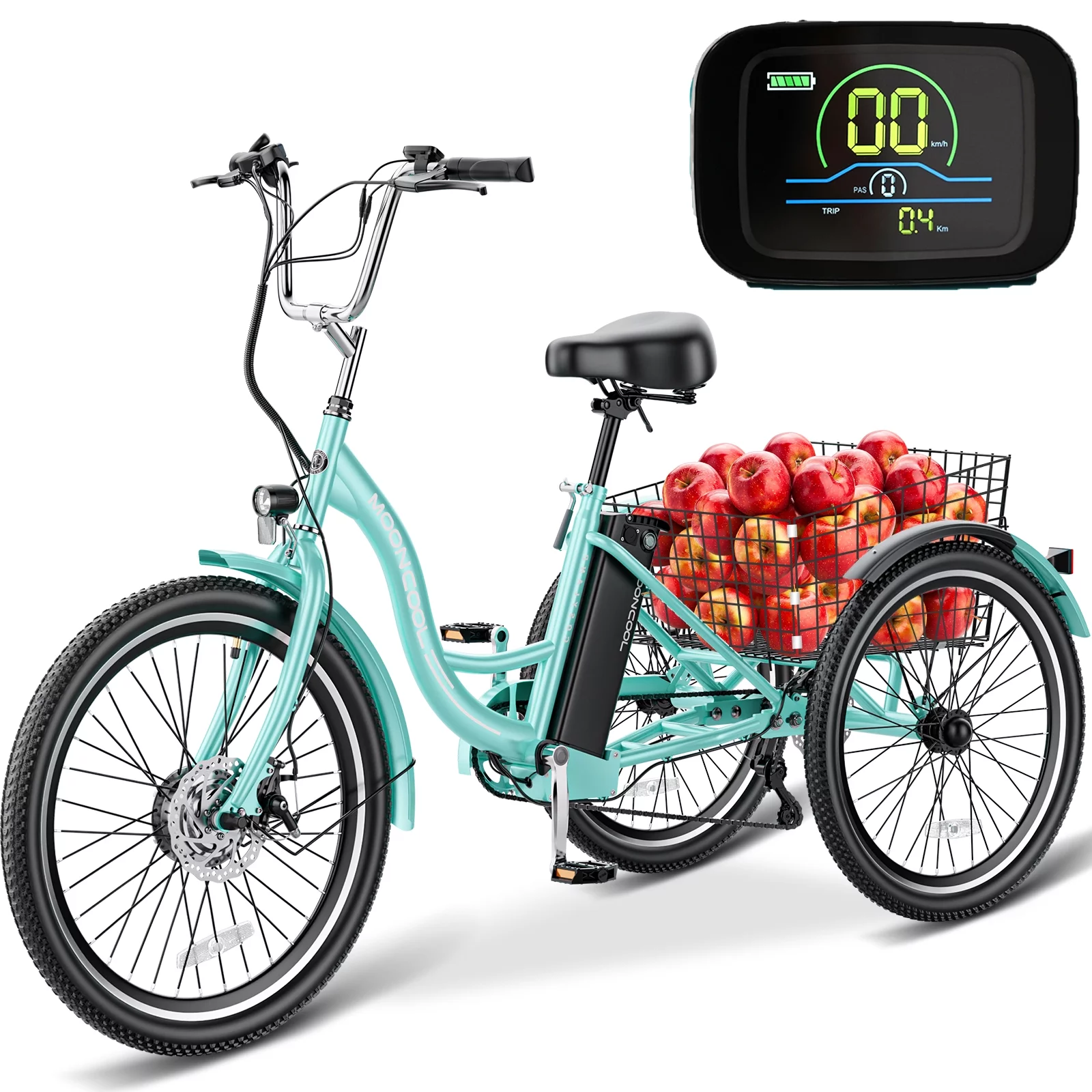 Lilypelle Electric Tricycle ,3 Wheel Motorized Bicycle,with 350W Motor 36V 10.4AH Lithium Battery ,24