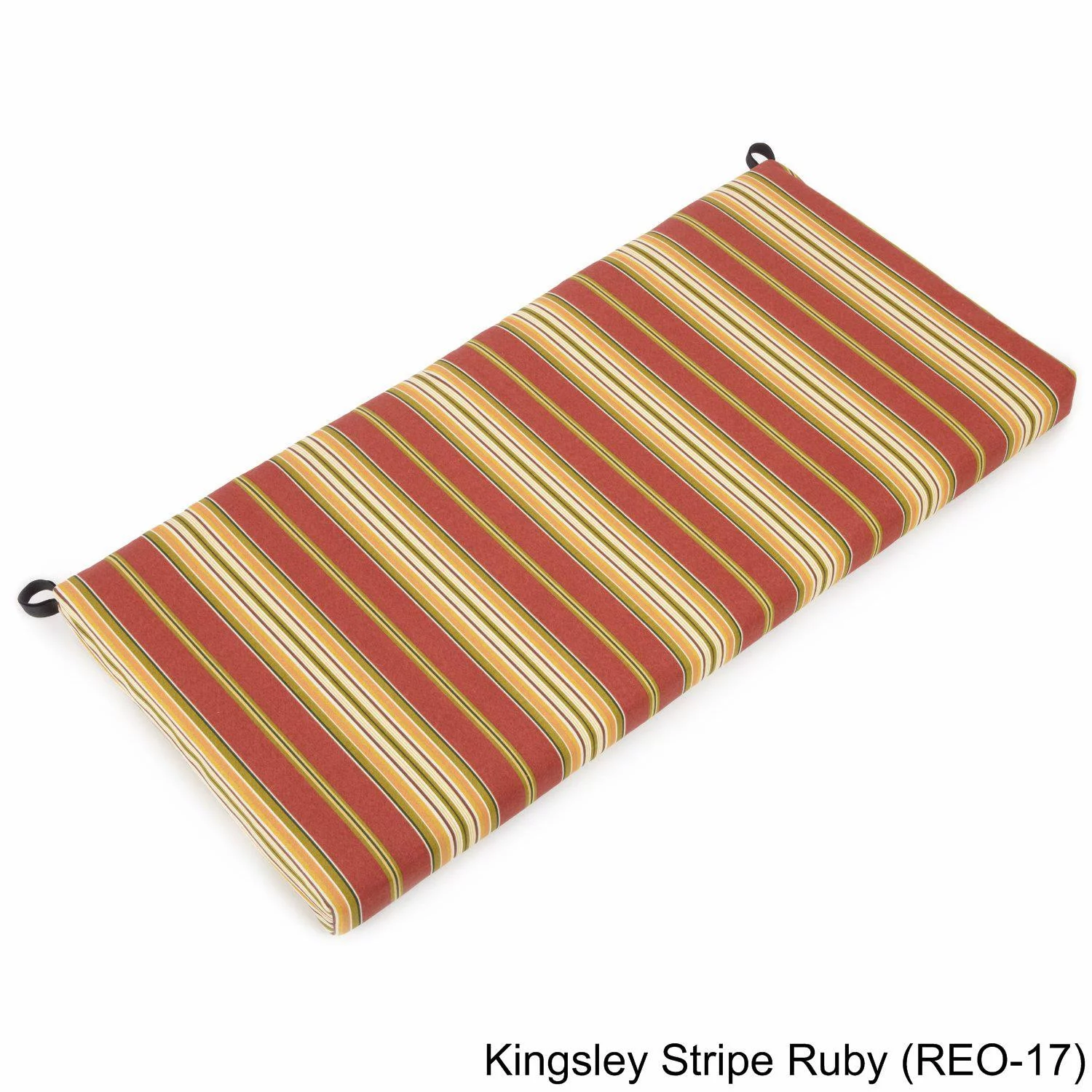 Blazing Needles  42 x 19 in. Patterned Outdoor Spun Polyester Loveseat Cushion, Kingsley Stripe Ruby