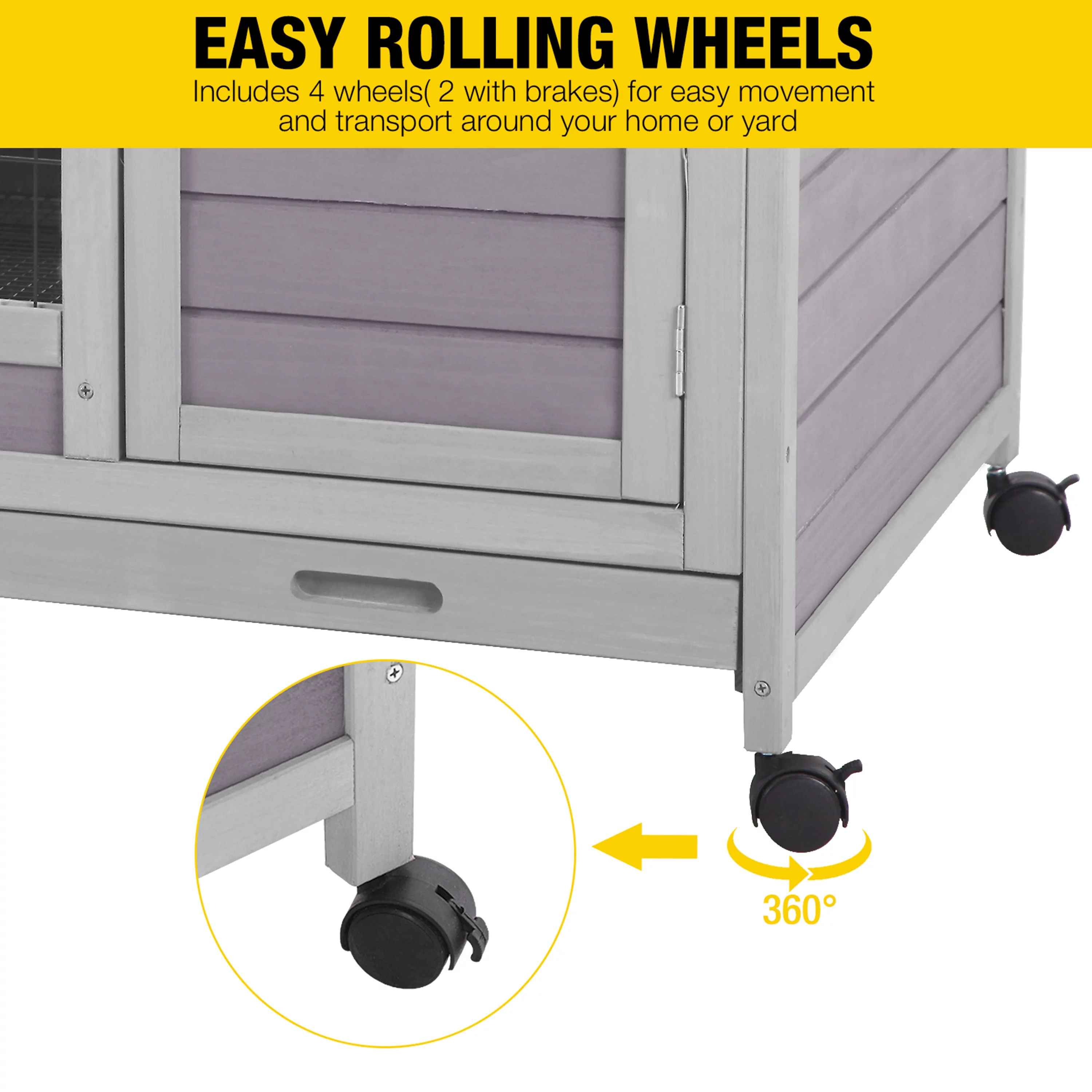 Morgete Rabbit Hutch Guinea Pig Cage Bunny House on Wheels Hamster Cage with Tray