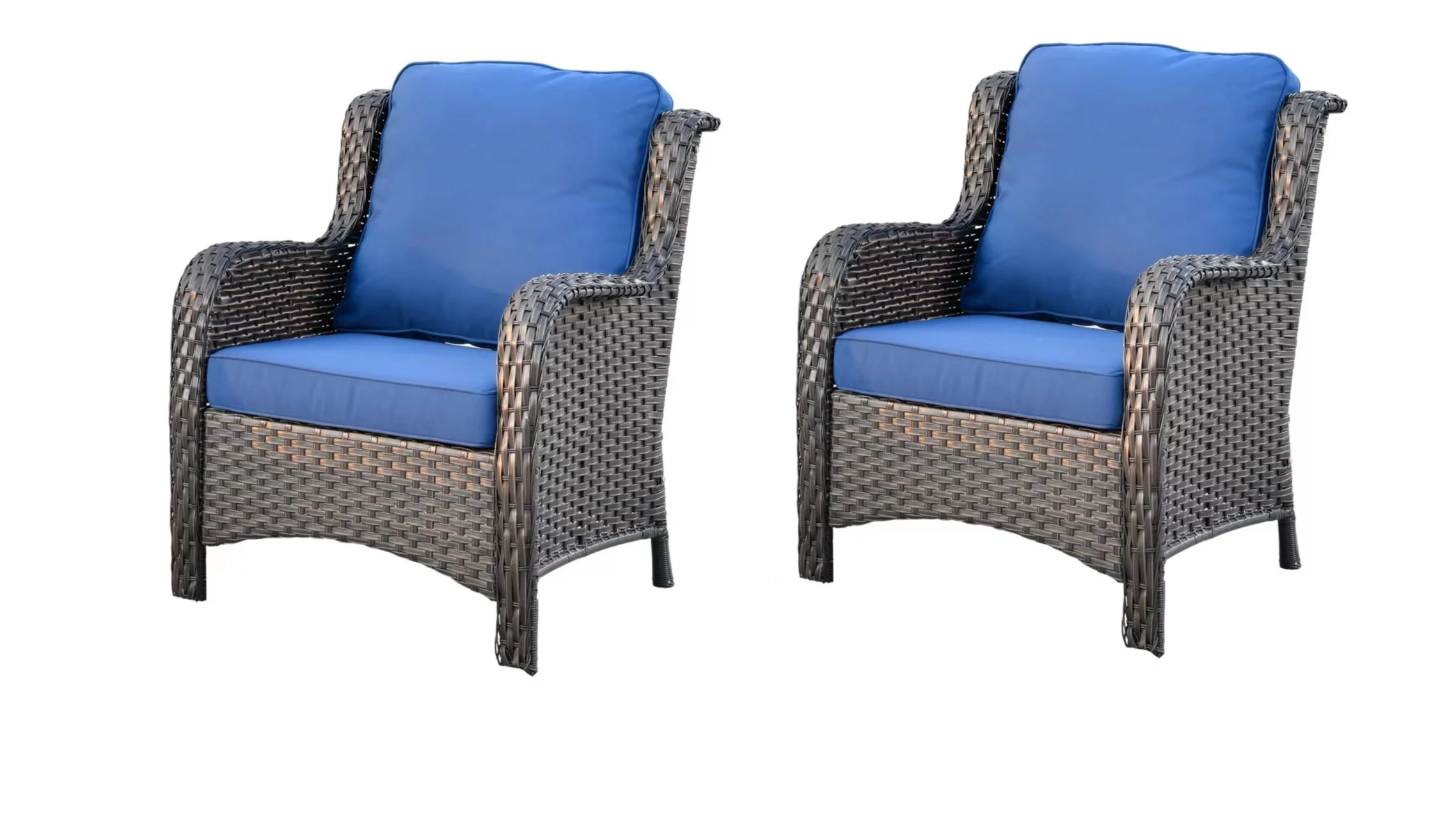 Ovios Outdoor Patio Single Chairs on sale 2 Pieces, Wicker Patio Single Chairs Set, PE Rattan Patio Chairs with Fabric Cushions for Backyard