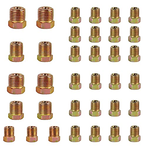 MuHize Brake Line Fitting Kit - 35 PCS Brake Line Nuts Assortment for Inverted Flares on 3/16