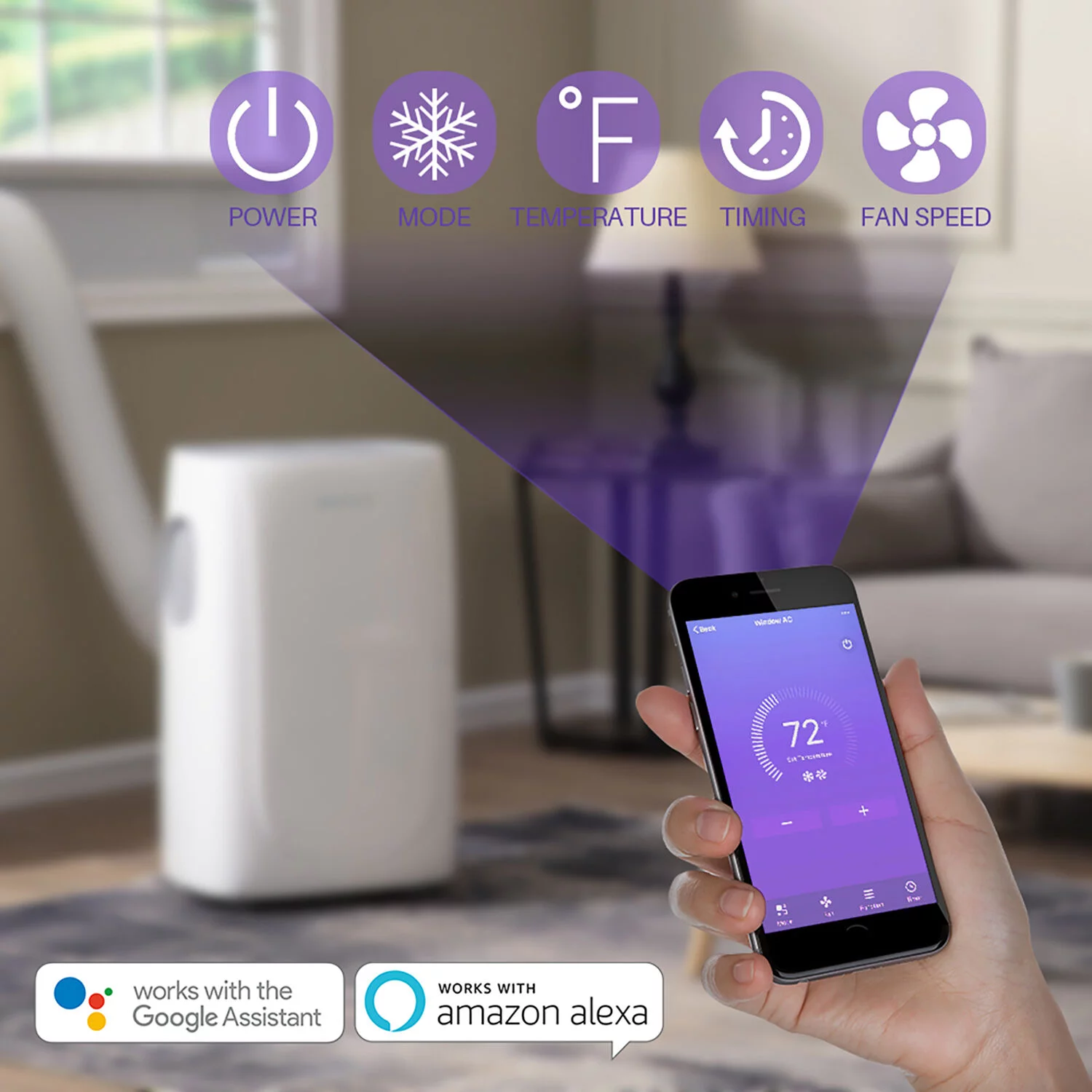 Emerson Quiet Kool Portable Air Conditioner with Heat for Rooms up to 550 Sq Ft | Smart AC with Wifi and Voice Control | With Timer, Sleep Mode, Remote, and LED Display