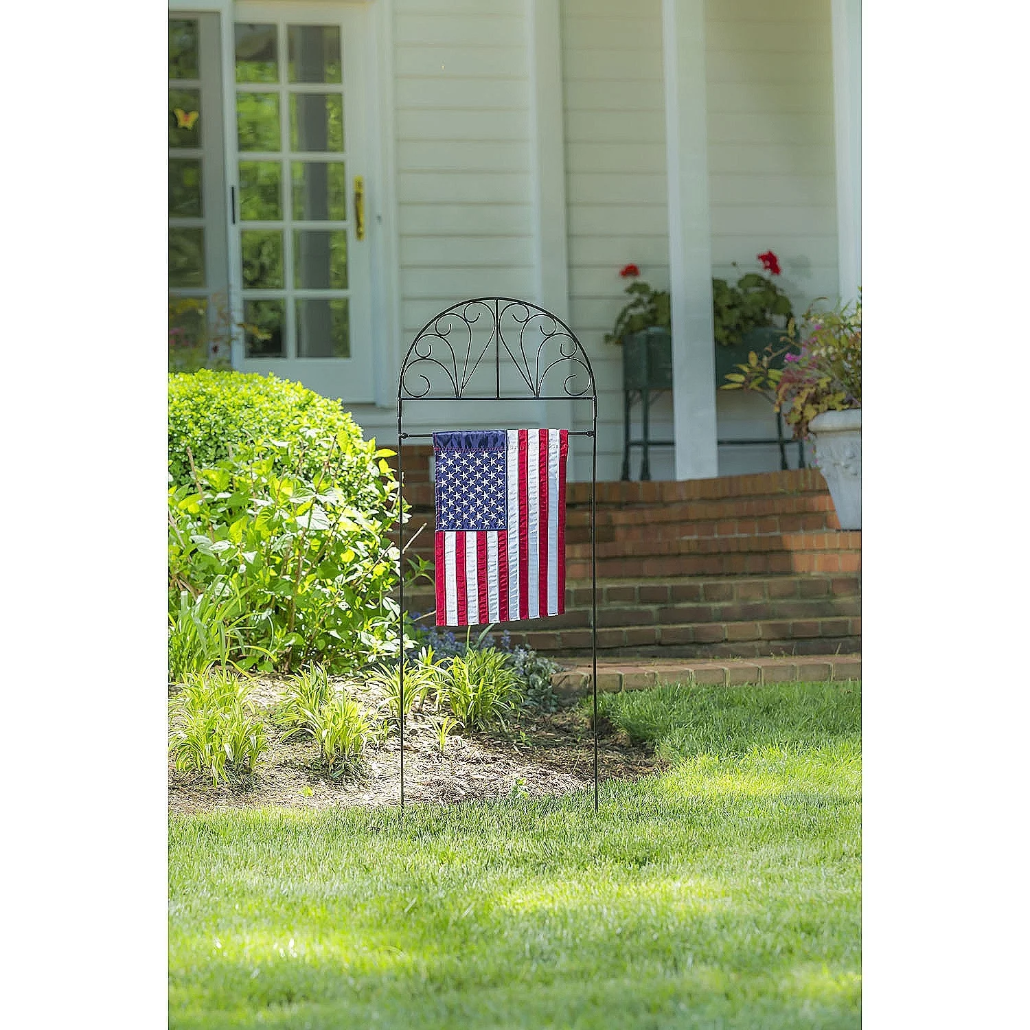 Evergreen Decorative Swirls Garden Flag Arbor Stand- 18 x 52 Inches Garden and House Flag Accessories