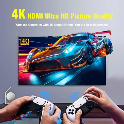 Wireless Retro Game Console, Retro Game Stick 4K HDMI Output and 2.4GHz Wireless Controller with Built-in 20000+ Games, Plug and Play Video Games for TV