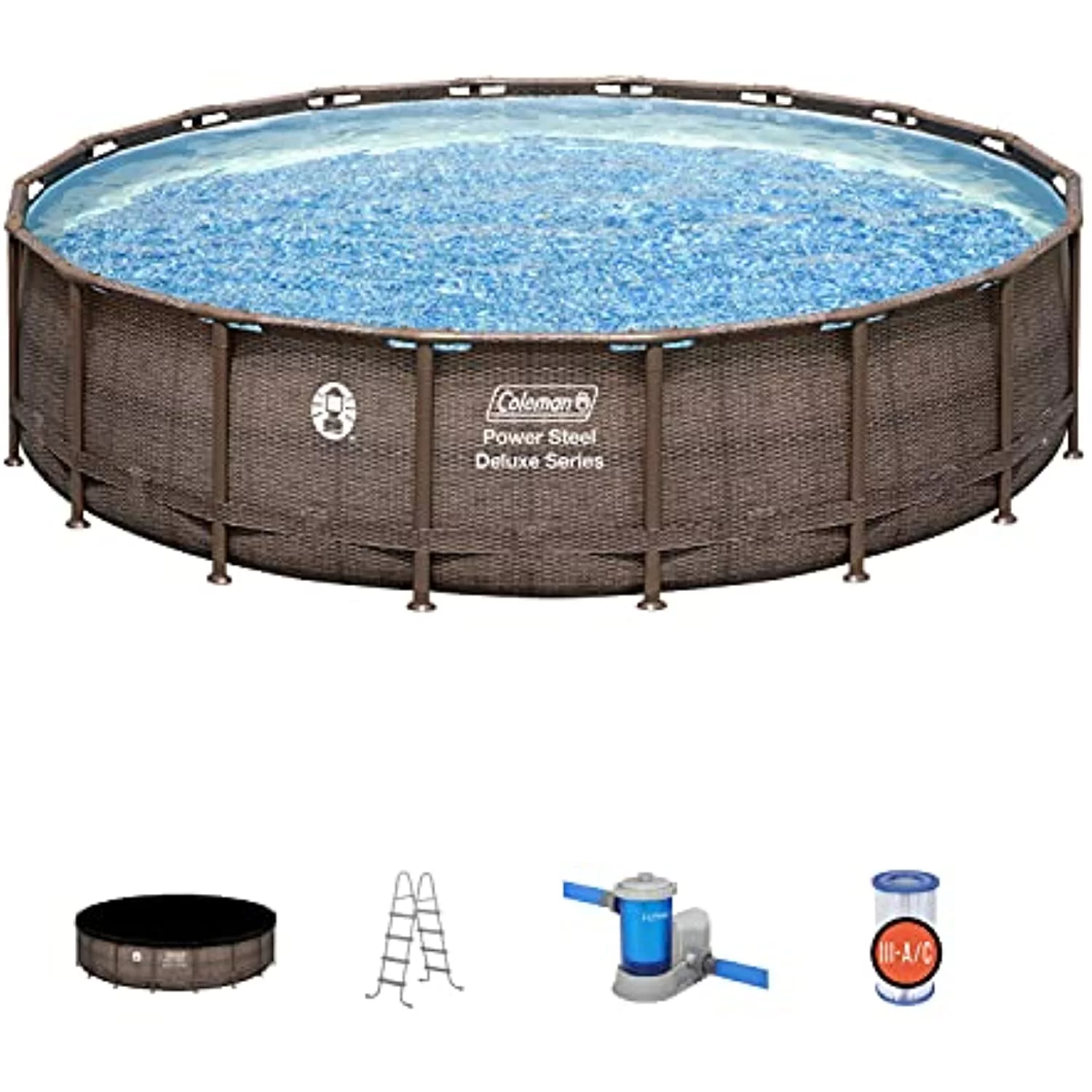 Coleman Power Steel 18’ x 48” Round Metal Frame Above Ground Pool Set