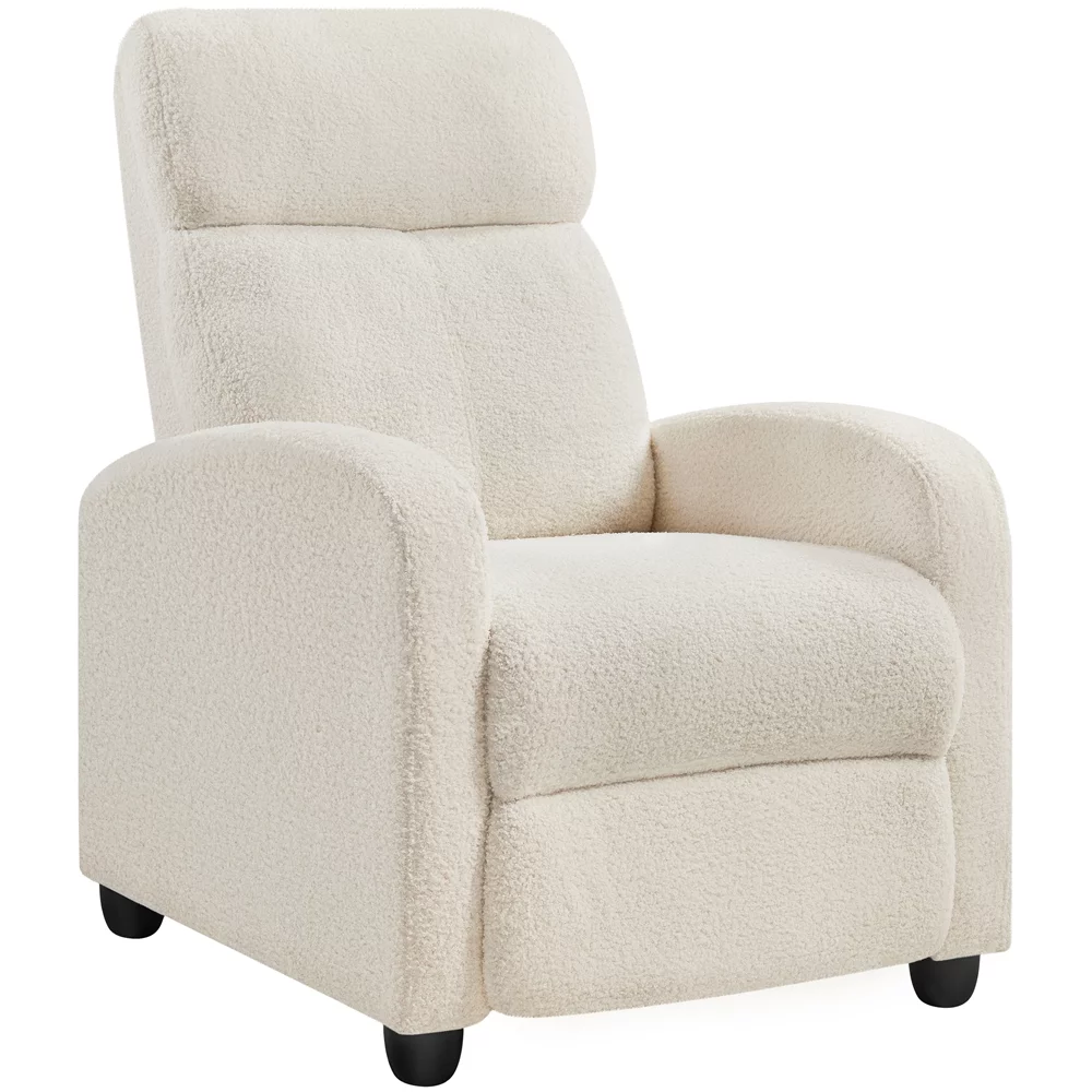 Topeakmart Adjustable Upholstered Boucle Recliner Chair with Pocket Spring Ivory