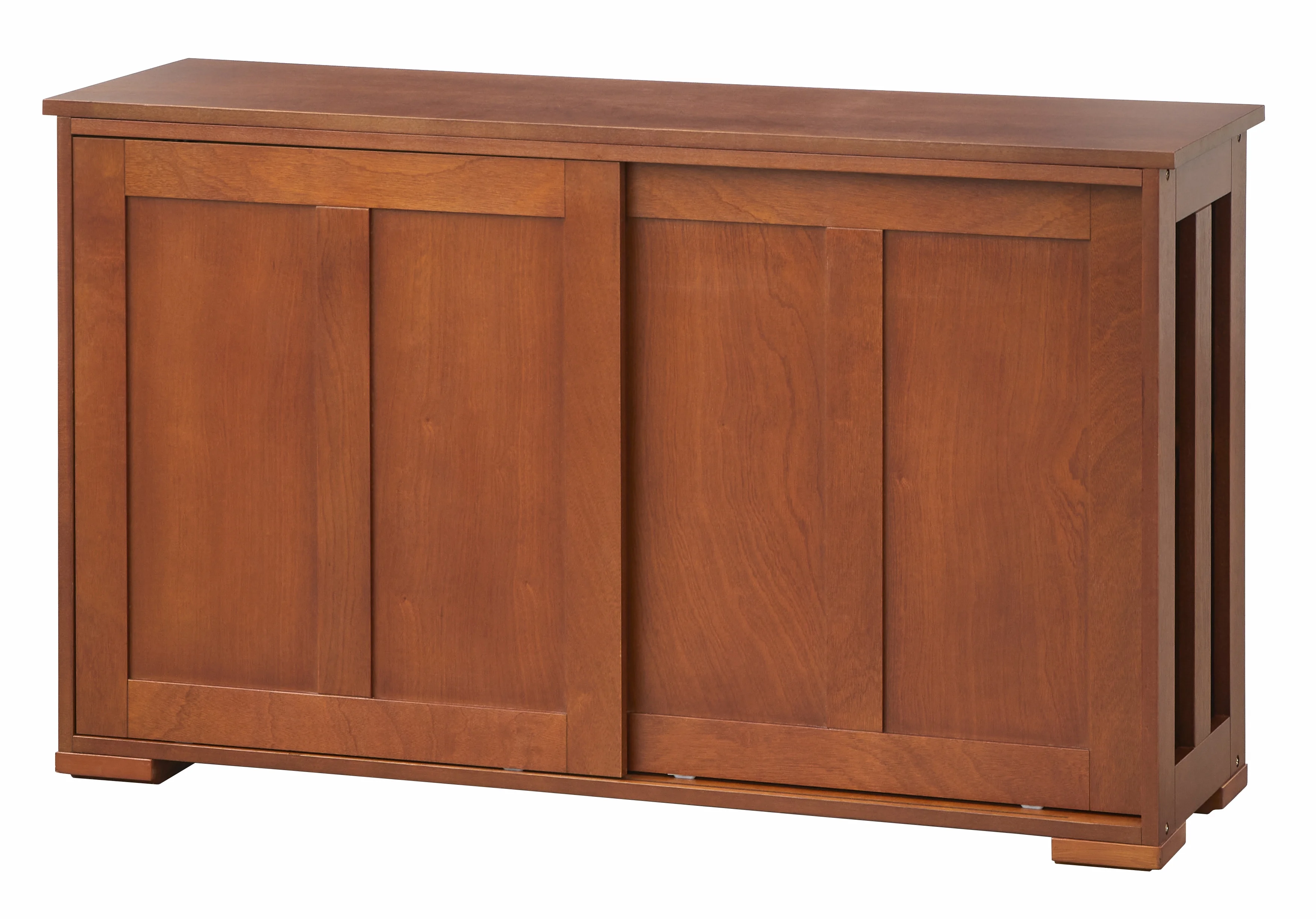 TMS Pacific Wood Sliding Door Storage Cabinet Unit, Walnut