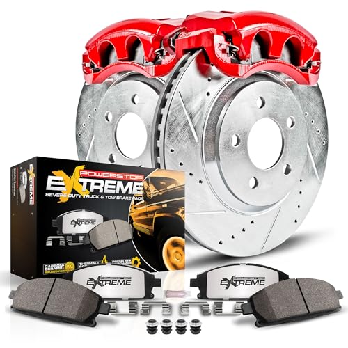 Power Stop K137-36 Front Z36 Truck & Tow Brake Kit, Carbon Fiber Ceramic Brake Pads and Drilled and Slotted Brake Rotors For Toyota 4Runner FJ Cruiser Tacoma 6 Lug