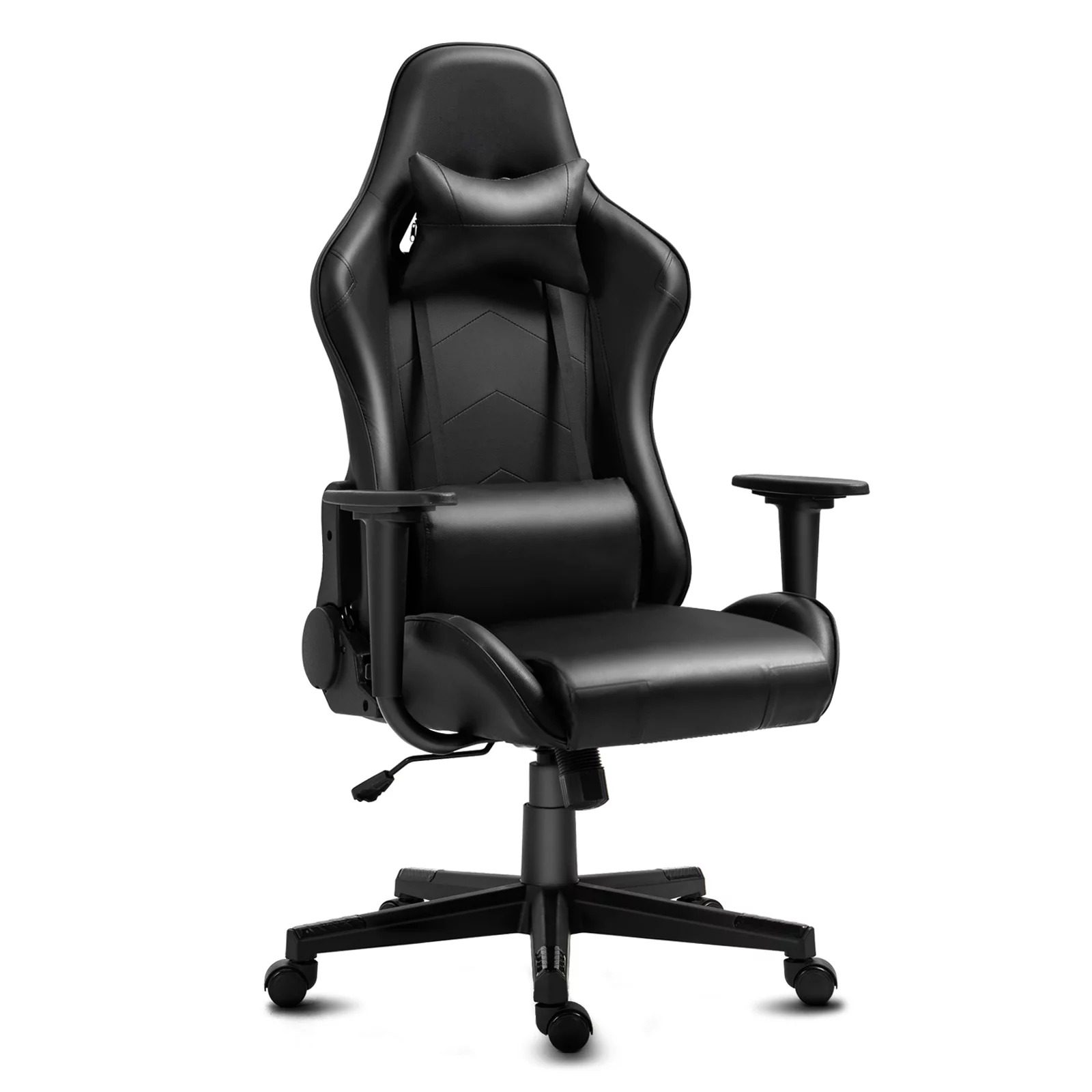 Gaming Chair Office Desk Chair Ergonomic Reclining Computer Chair Height Adjustable Swivel Recliner with Headrest Lumbar Support, Black