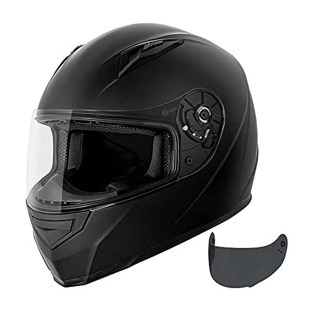 VCAN VX Lightweight Full Face Motorcycle Street Bike Helmet with Extra Tinted Visor DOT & ECE 22.05 Approved (Matte Black, Medium)