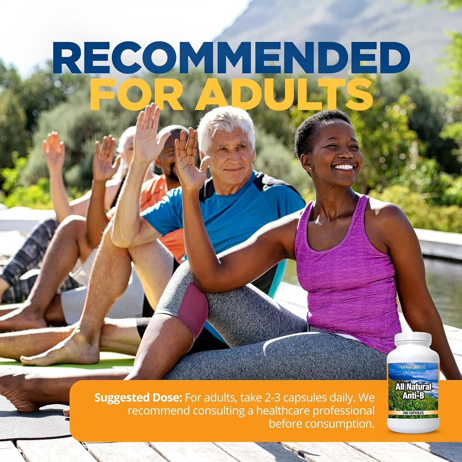 LifeSource Vitamins All Natural Anti-B for Immune Support, 14 All Natural Ingredient with Echinacea & Garlic Extract, 360 Immune Defense Capsules