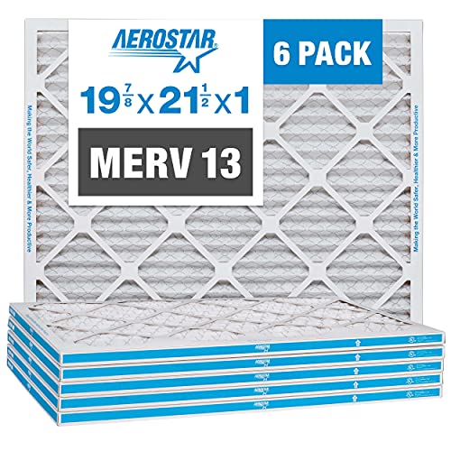 Aerostar 16x25x1 MERV 13 Pleated Air Filter, AC Furnace Air Filter, 6 Pack (Actual Size: 15 3/4