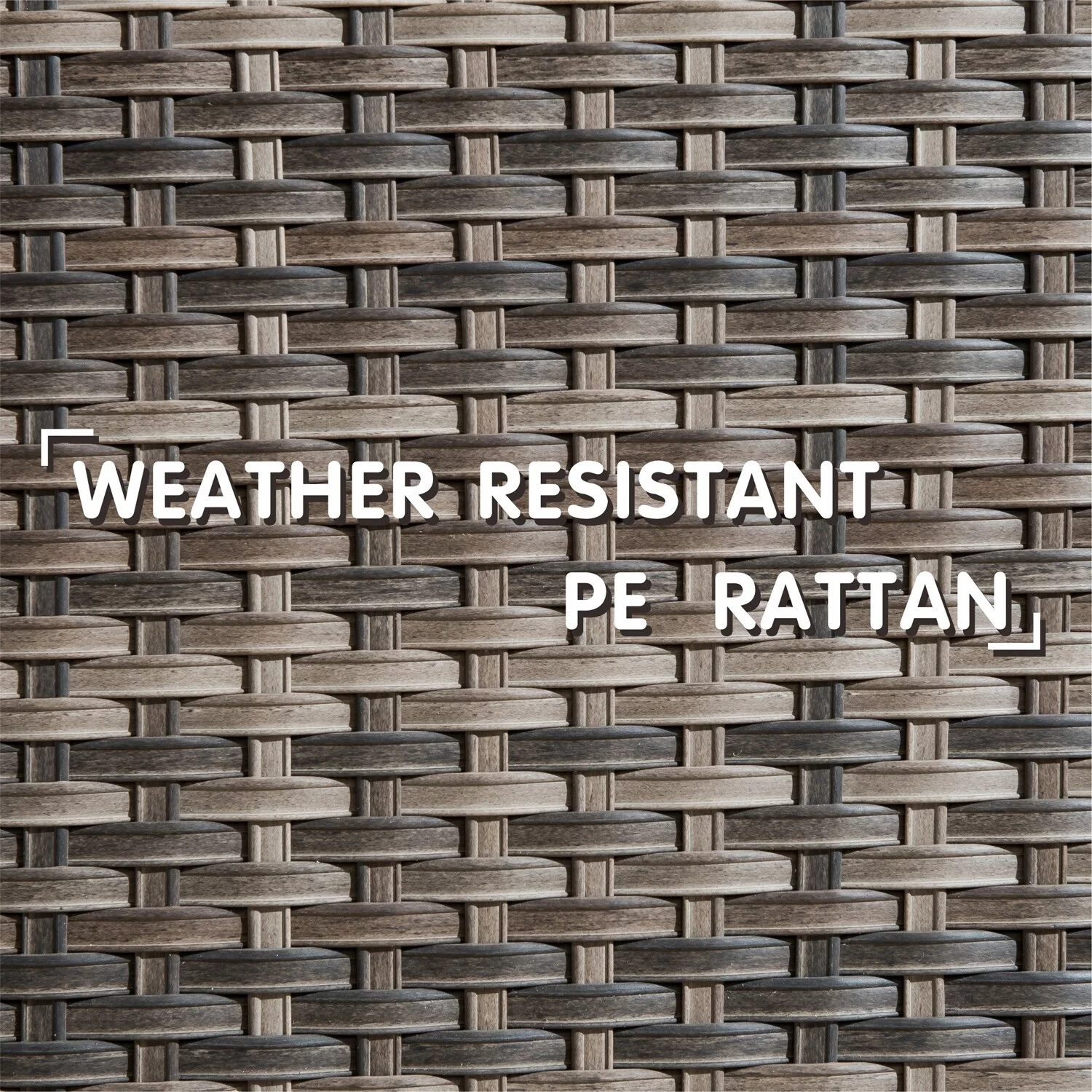 OVIOS  Patio Outdoor Wicker Coffee Table with Glass Top