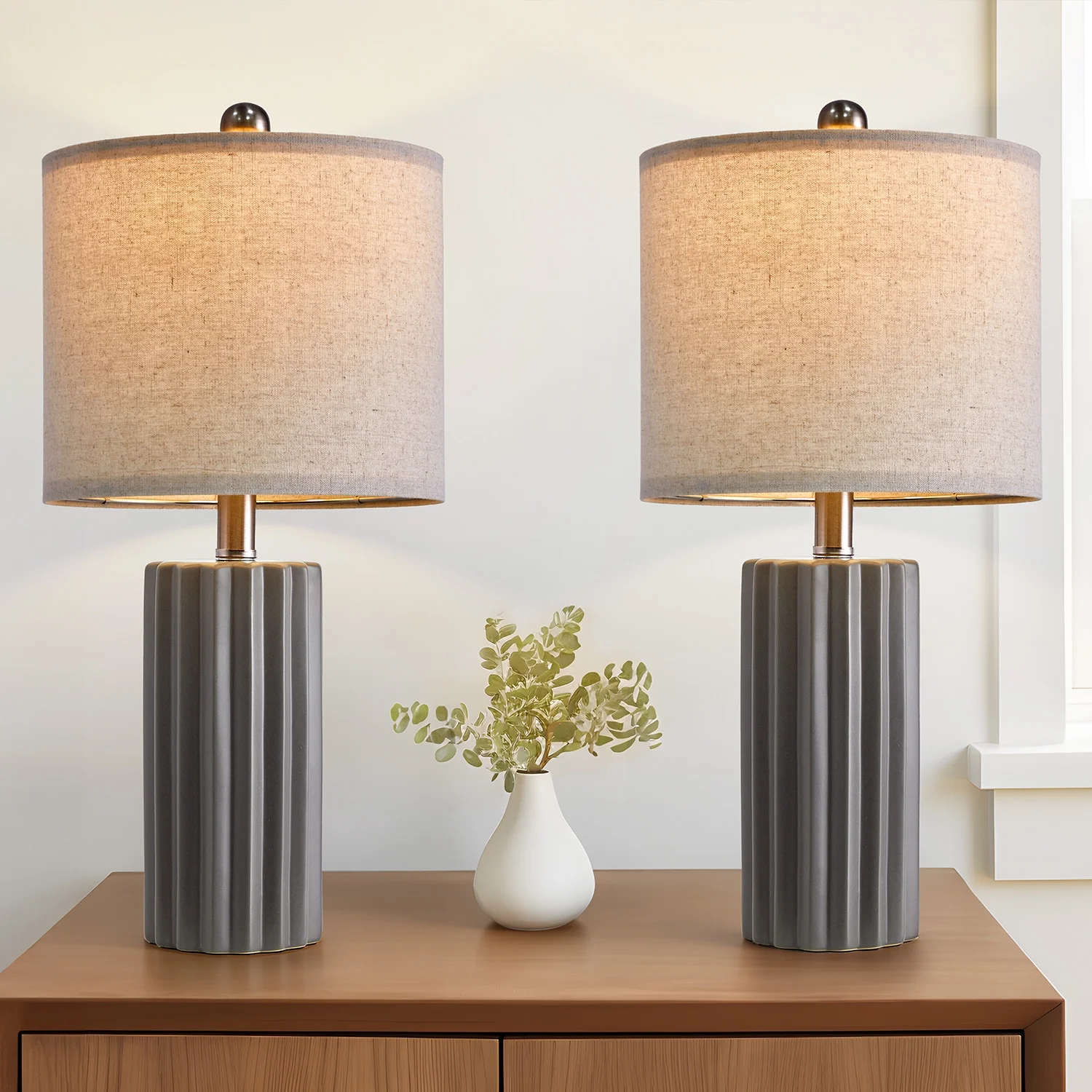 Oneach Farmhouse Ceramic Table Lamp Set of 2 for Living Room Bedroom 21