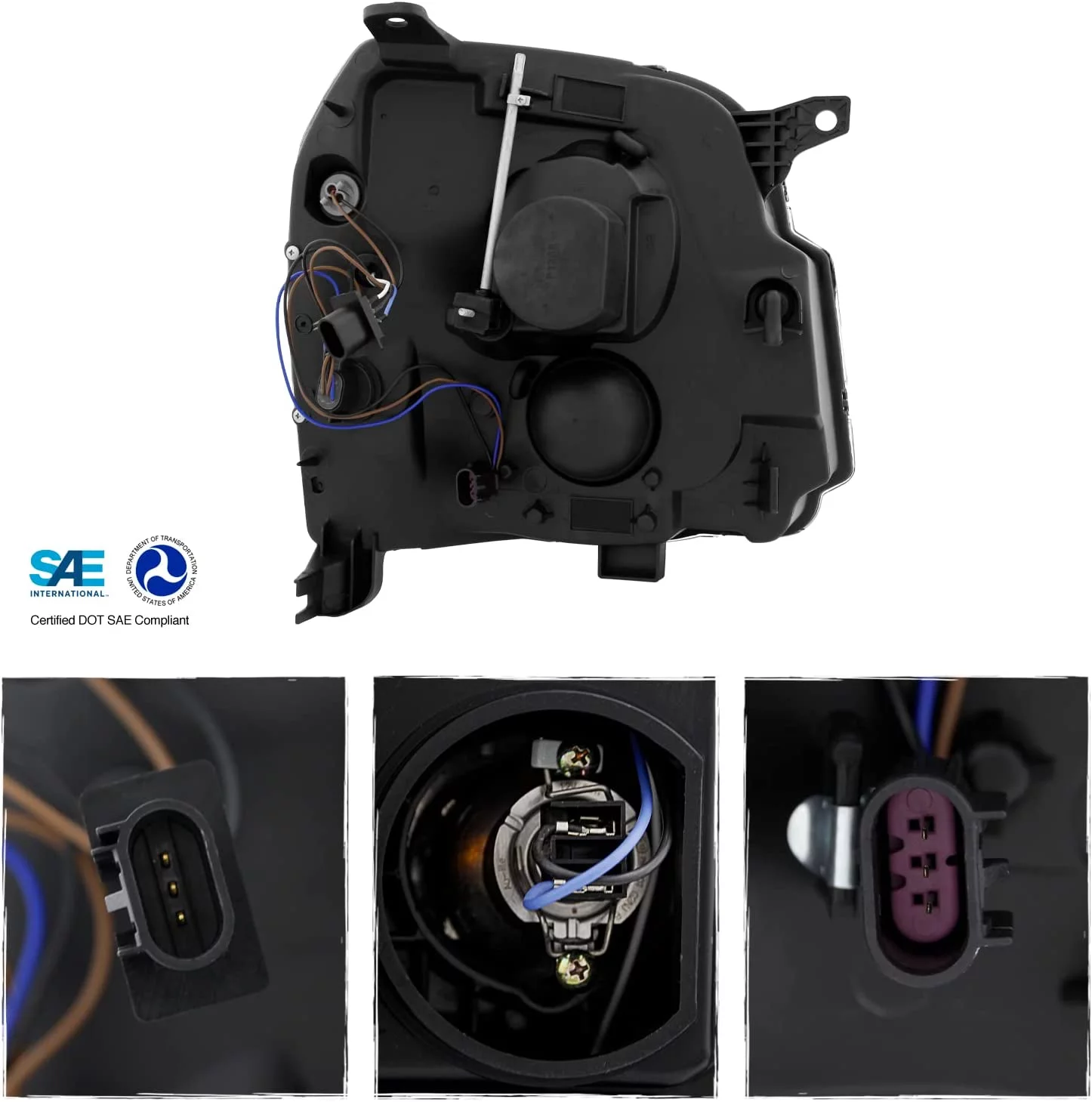 AKKON - Fits 2007-2014 GMC Yukon XL 1500 2500 [LED C-Tube DRL] Projector Black Smoked Headlights Pair Driver+Passenger