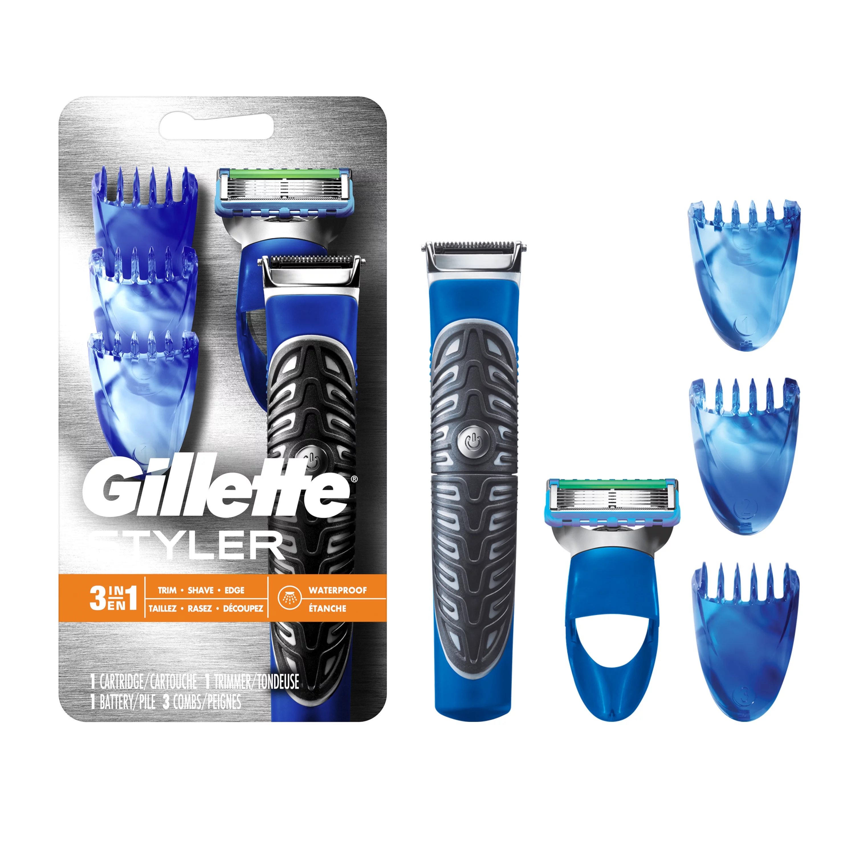 Gillette Fusion Men's Precision Beard Trimmer, Razors and Edger, Blue