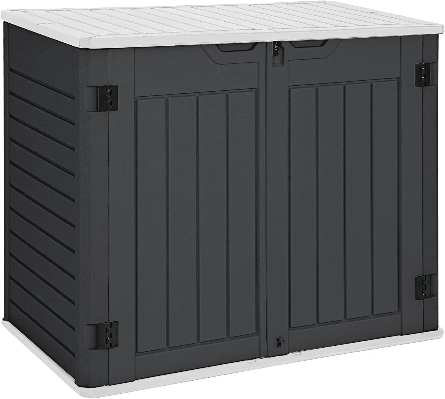 Dextrus Outdoor Horizontal Storage Sheds, Weather Resistant Resin Tool Shed, Multi-Opening Door for Easy Storage of Bike, Trash Cans, Garden Tools, Lawn Mowers, 35 Cu ft