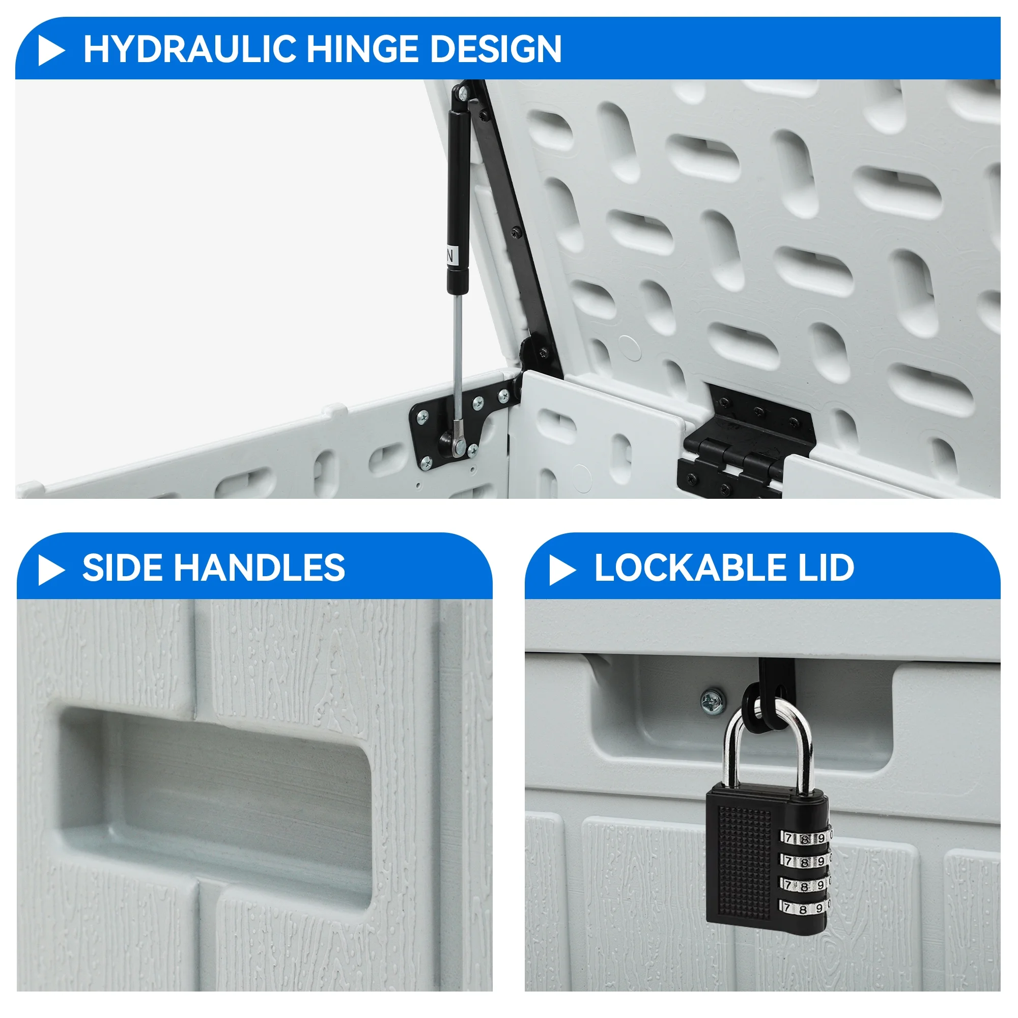 Dextrus 90 Gallon Large Deck Box, Outdoor Storage Boxes for Patio Furniture,  Garden Tools, Lockable & Waterproof (White)