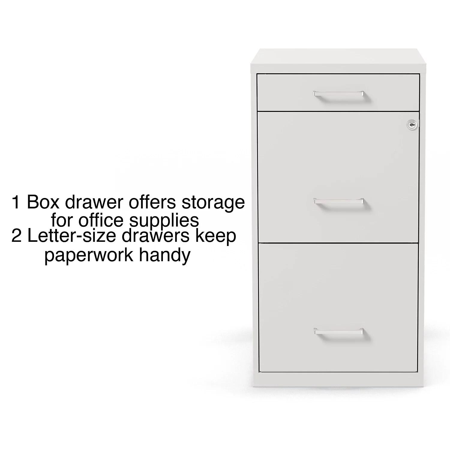 Staples 3-Drawer Vertical File Cabinet Locking Letter White 18