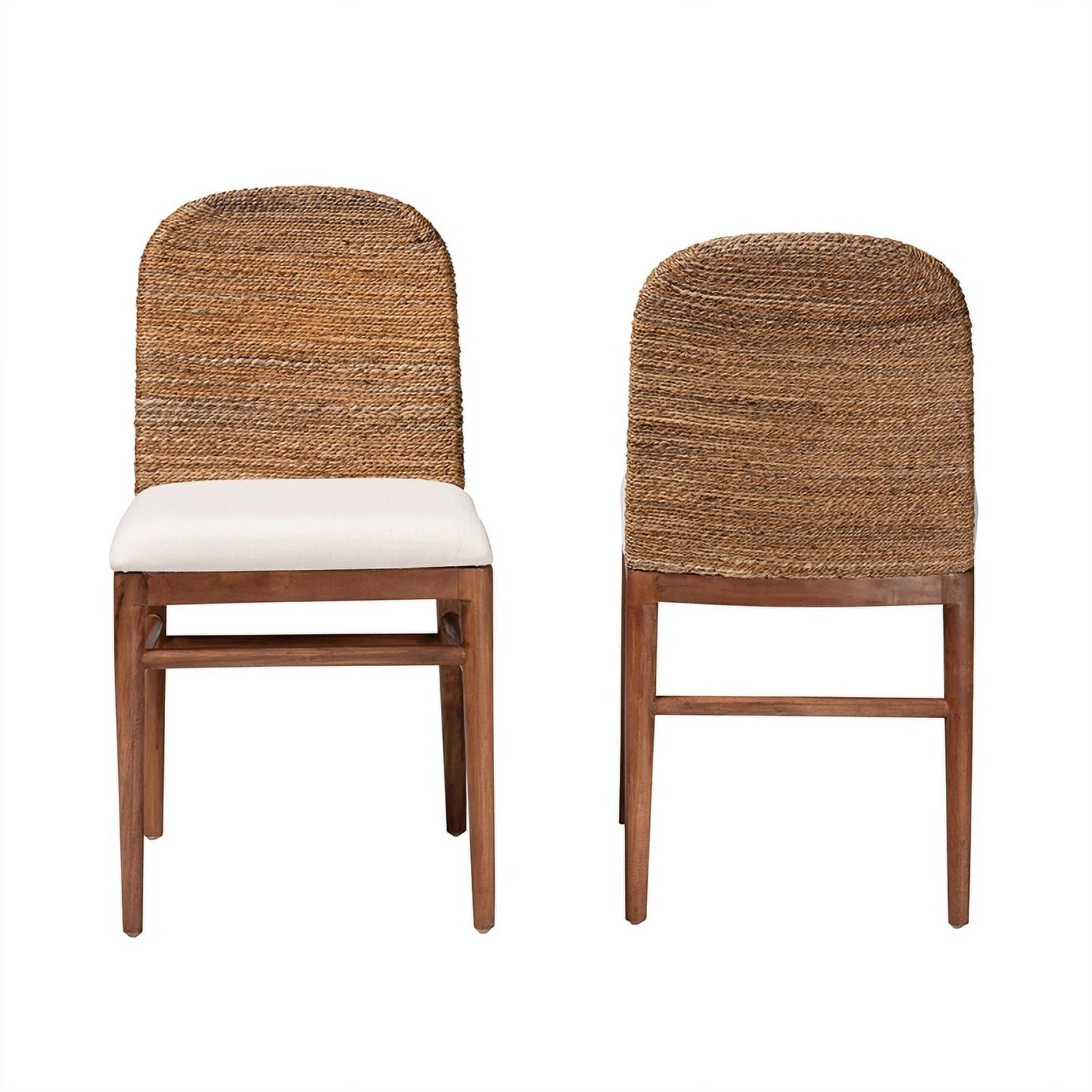 bali & pari Nadim Natural Seagrass and Acacia Wood 2-Piece Dining Chair Set