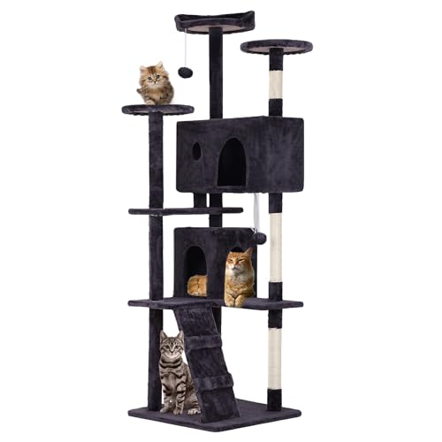 FDW Cat Tree Cat Tower Multi-Level Durable Cat Scratching Post & Cozy Fun Cat Jumping Platform Space Saving Cat Condo Pet Play House for Indoor Cats